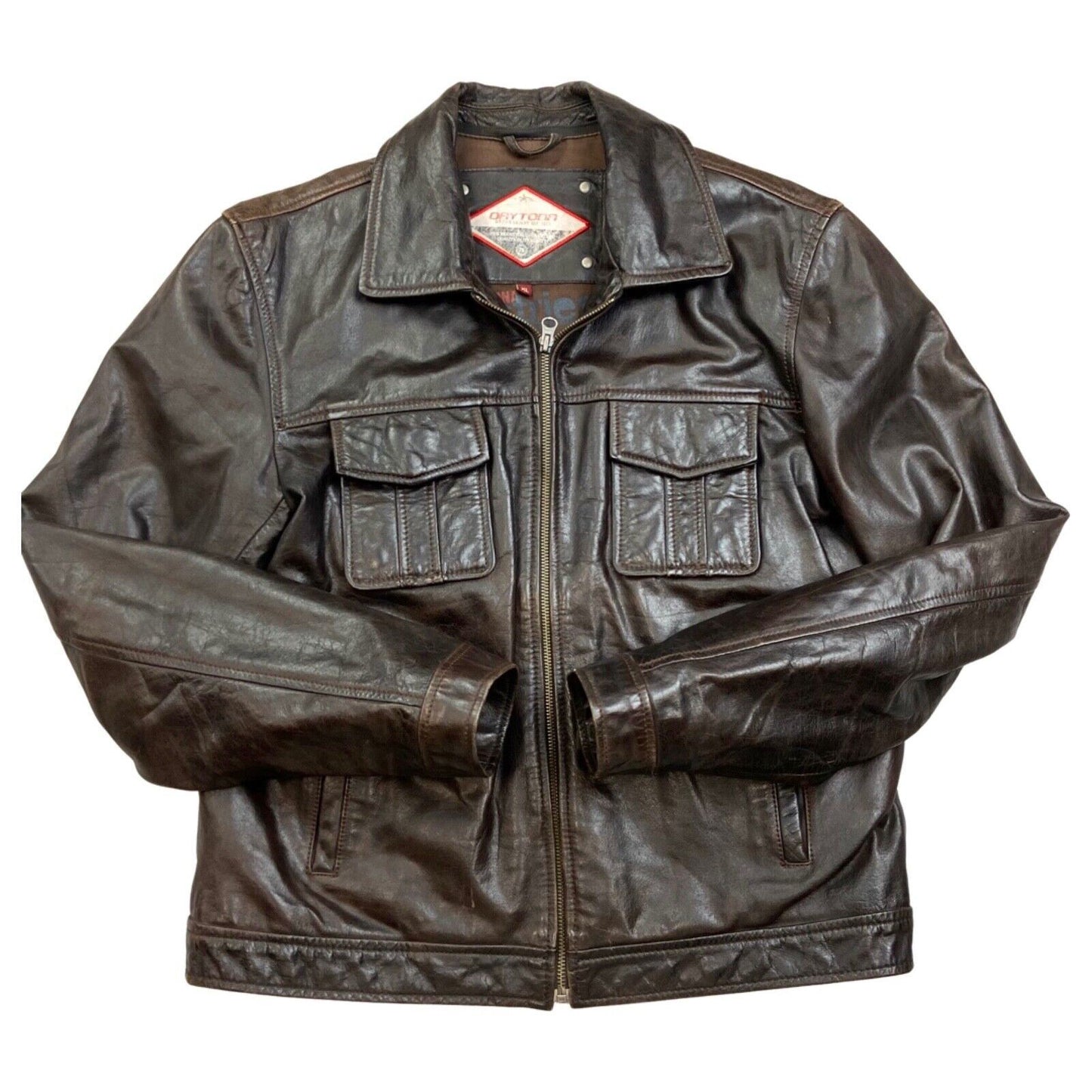 Vintage 90s 00s Brown Leather Daytona Jacket M
