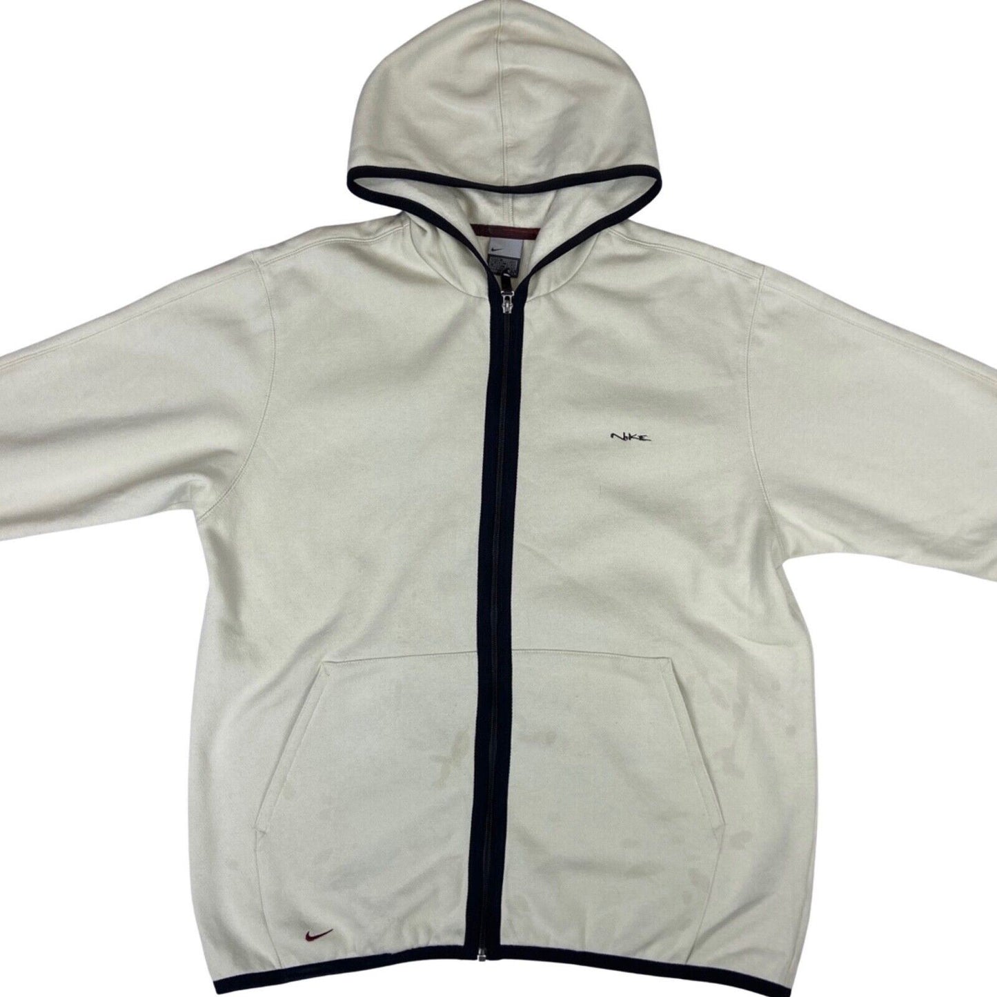 Vintage 90s Cream Nike Embroidered Hoodie M