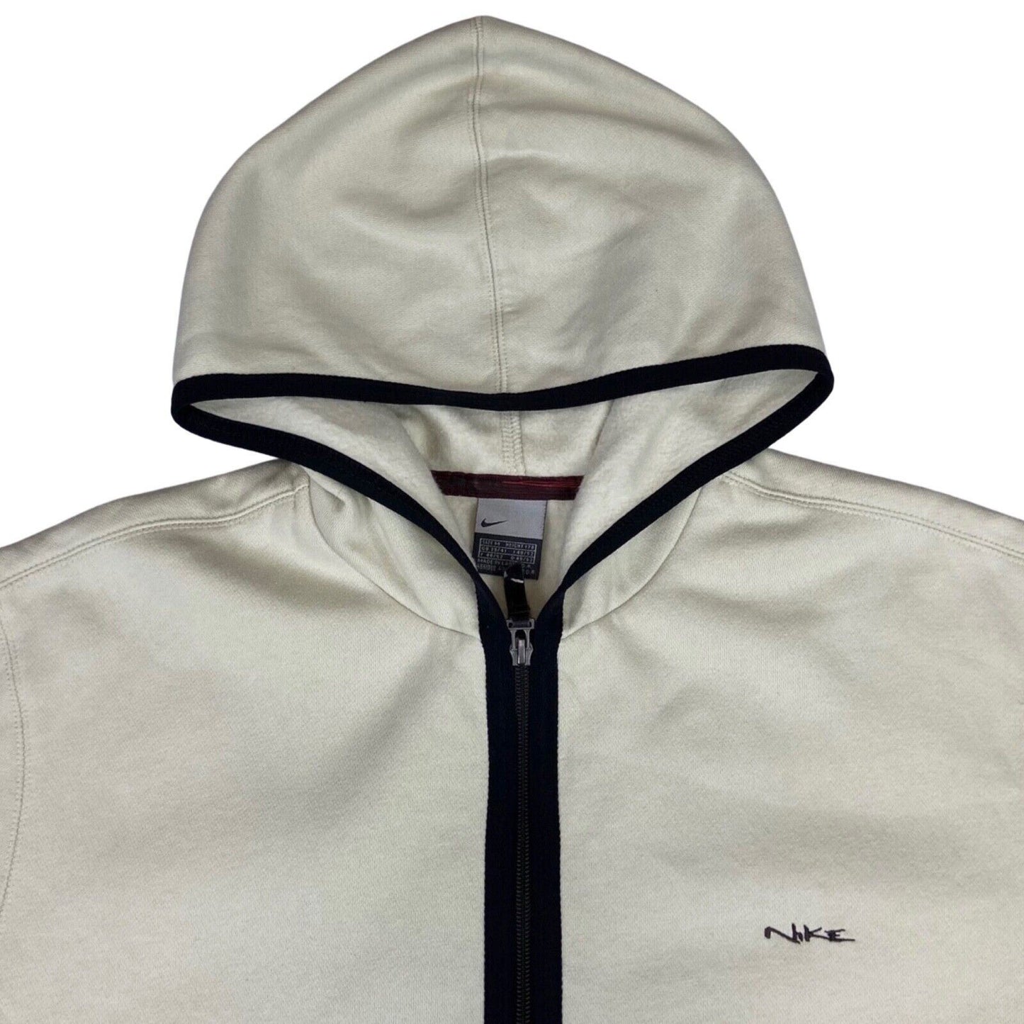 Vintage 90s Cream Nike Embroidered Hoodie M