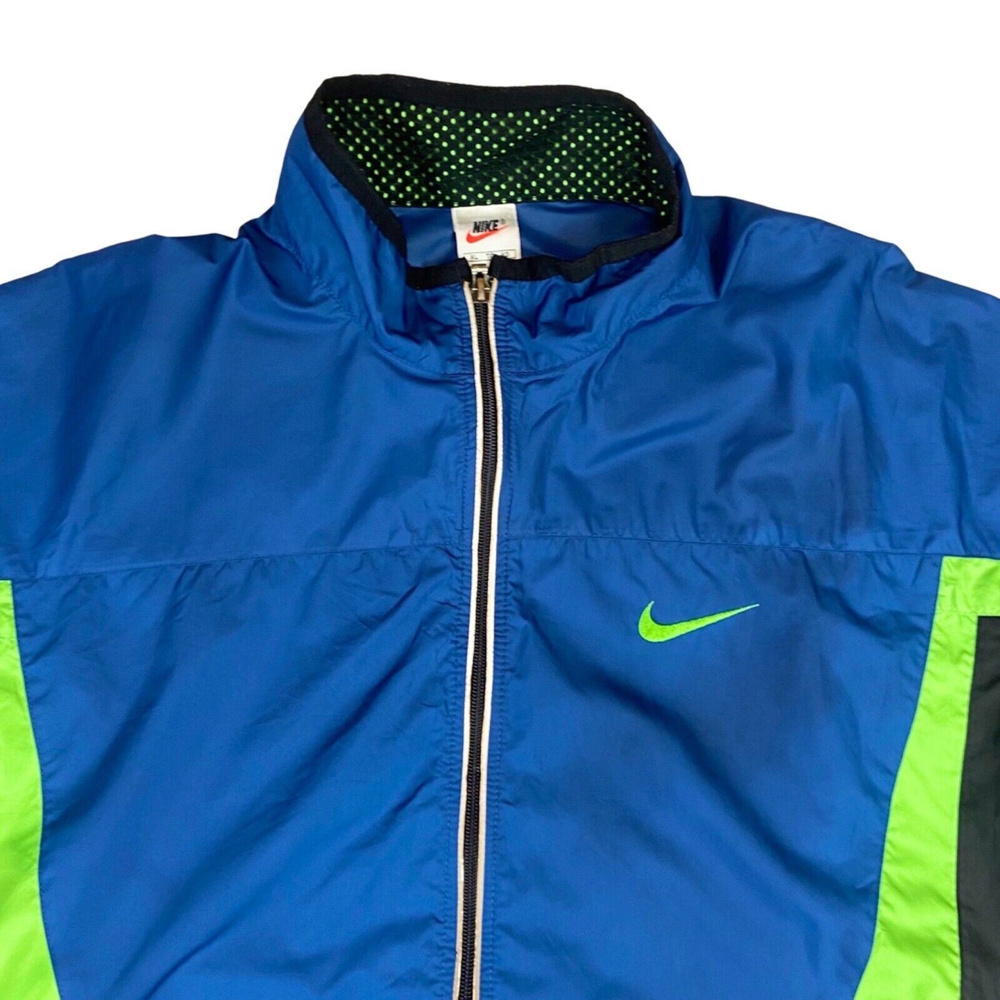 Vintage 90s Blue Black Green Nike Embroidered Windbreaker XL