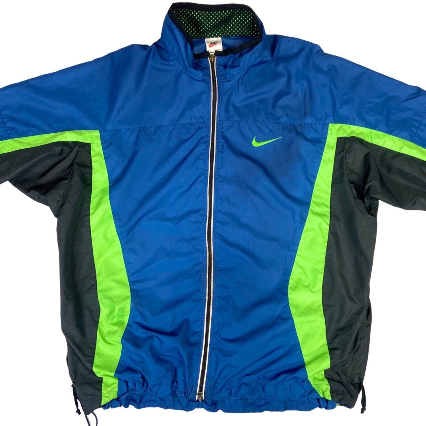 Vintage 90s Blue Black Green Nike Embroidered Windbreaker XL