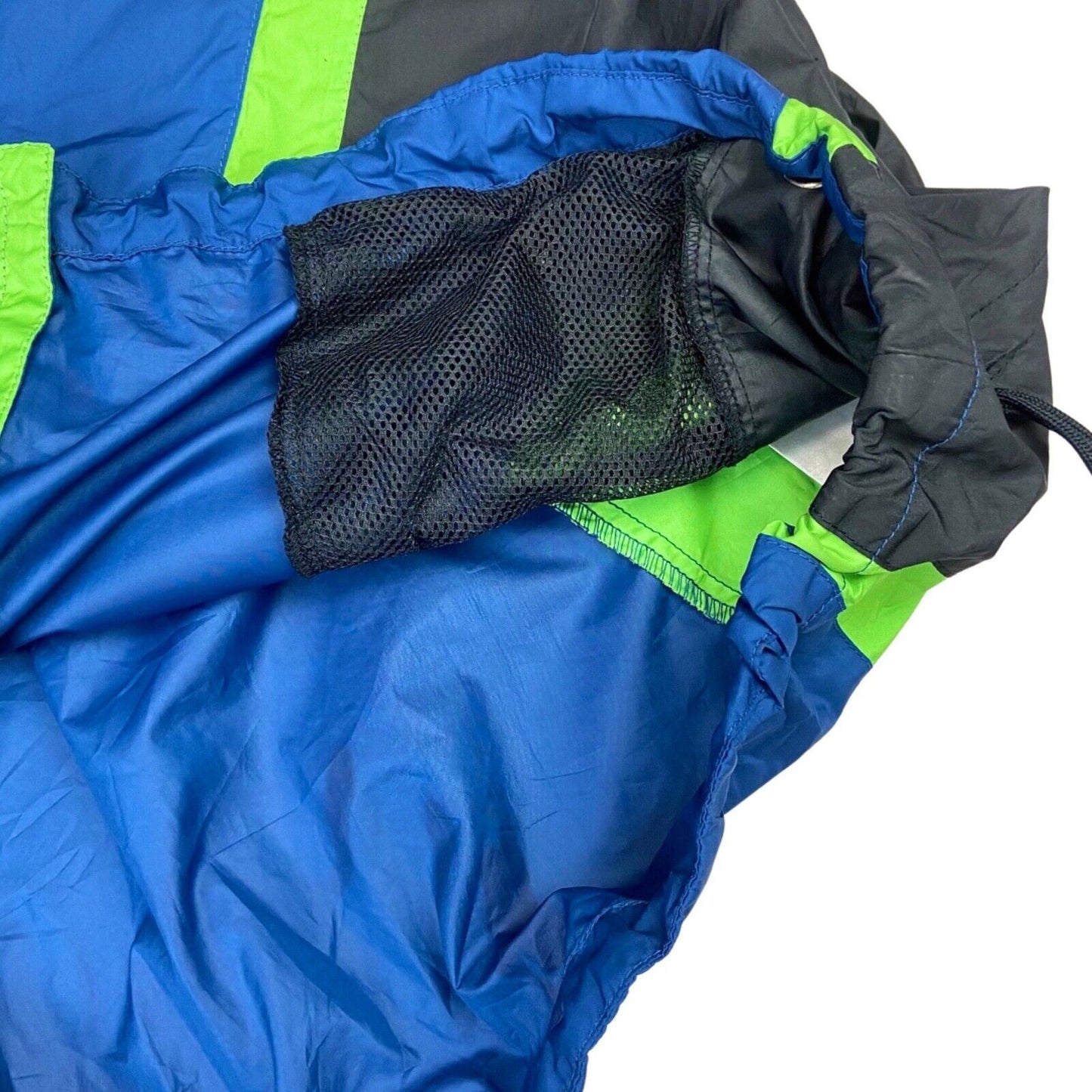 Vintage 90s Blue Black Green Nike Embroidered Windbreaker XL