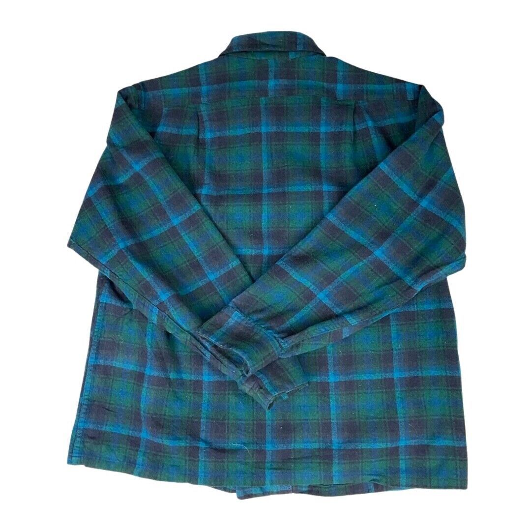VTG 1960s USA BLUE PENDLETON WOOL BOARD SHIRT CHECK PLAID BEACH BOYS M 40”