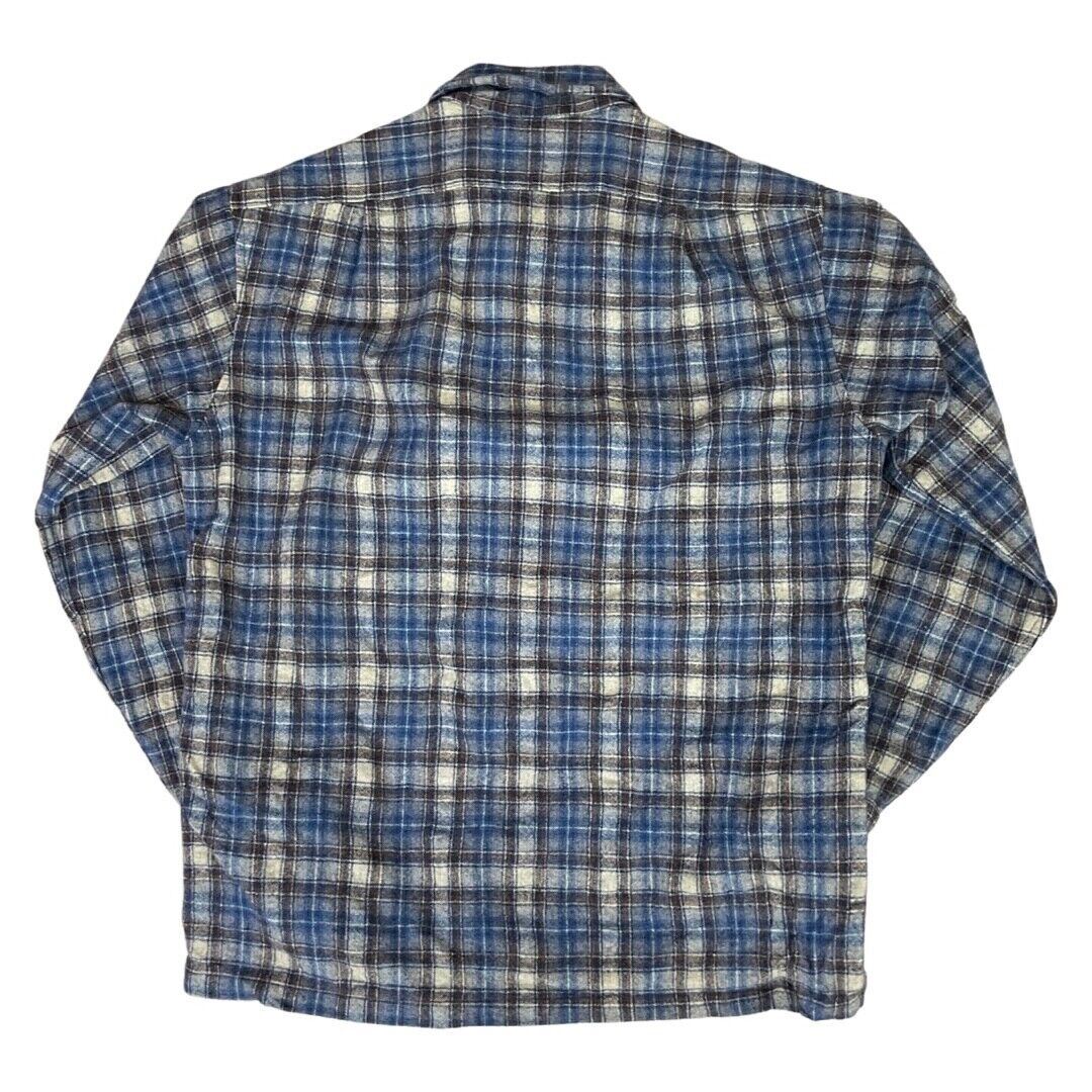 VTG 70s USA BLUE PENDLETON WOOL BOARD SHIRT CHECK PLAID BEACH BOYS XS 34”