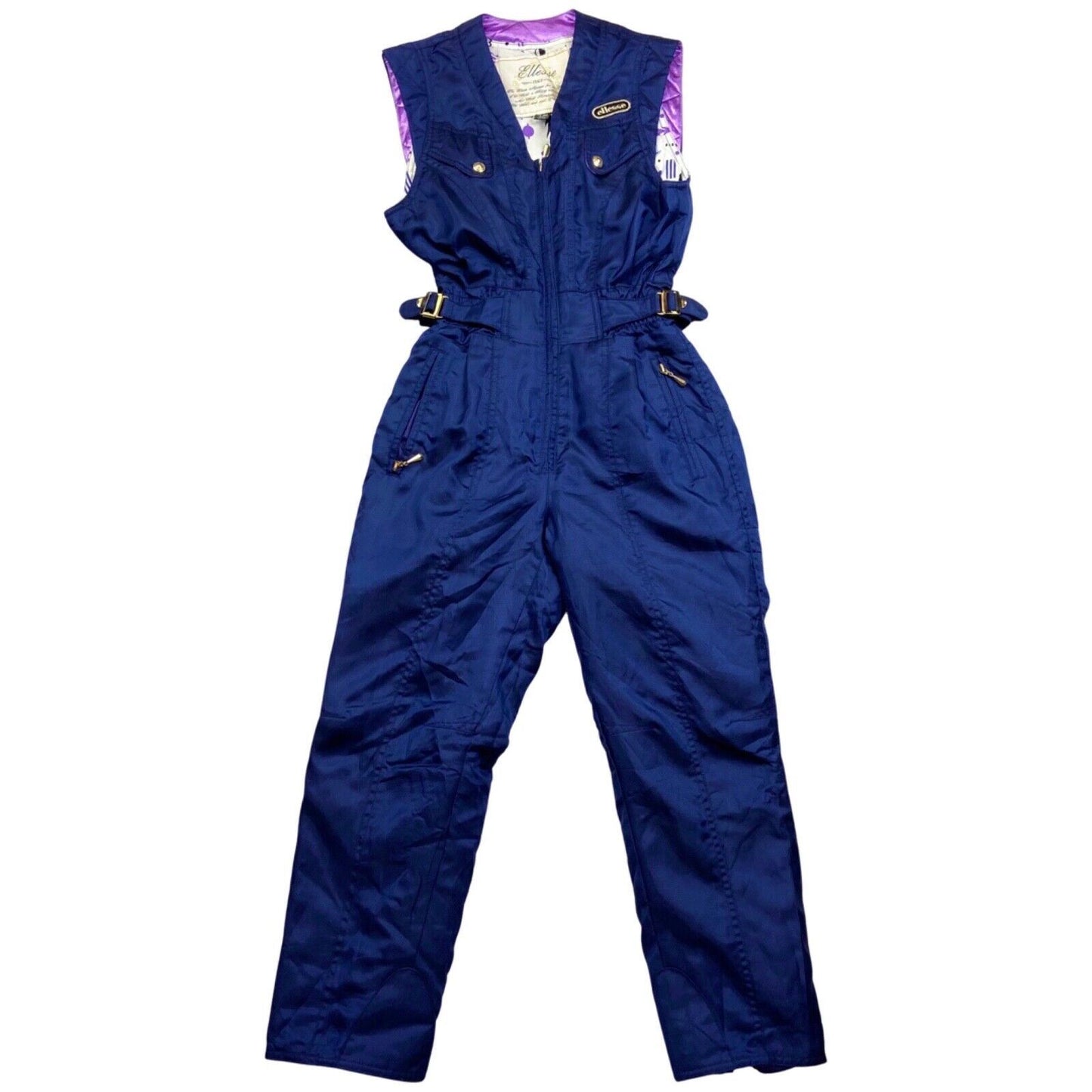 Vintage Super Rare 80s Navy Blue Ellesse Sleeveless Ski Jumpsuit 8 10 S