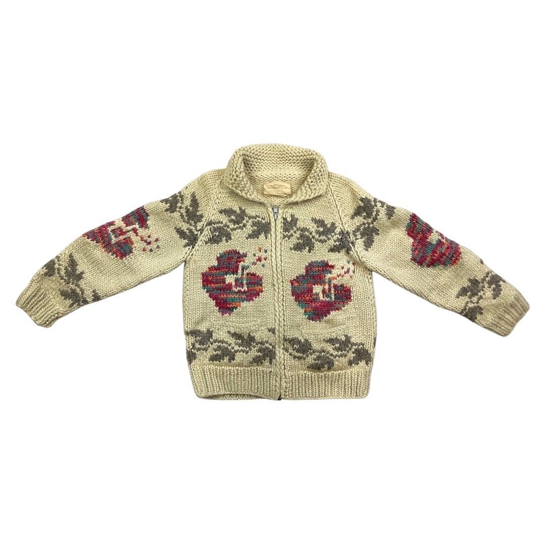 VTG LADIES WOOL COWICHAN NATIVE CANADIAN CARDIGAN GRAPHIC KNIT ROCKABILLY 38”