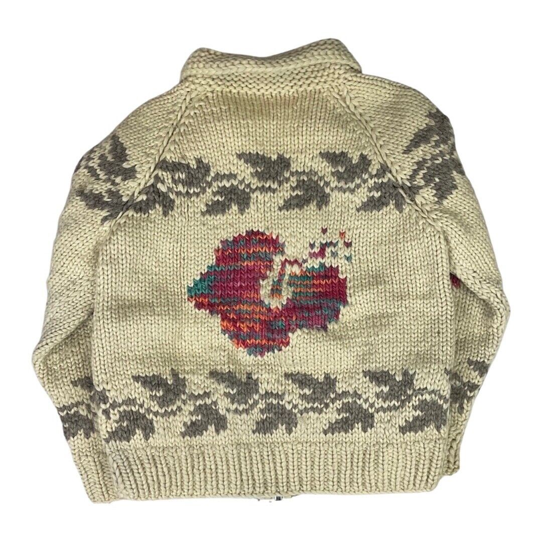 VTG LADIES WOOL COWICHAN NATIVE CANADIAN CARDIGAN GRAPHIC KNIT ROCKABILLY 38”