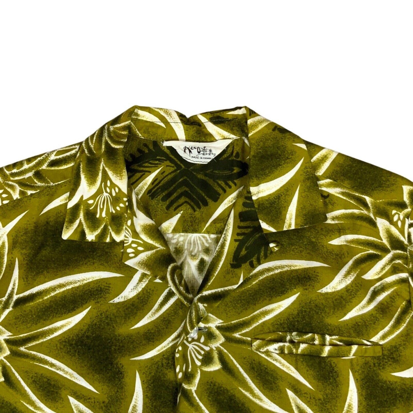 RARE VTG 60s 70s REEF COTTON HAWAIIAN ALOHA SHIRT TIKI ROCKABILLY 36” S