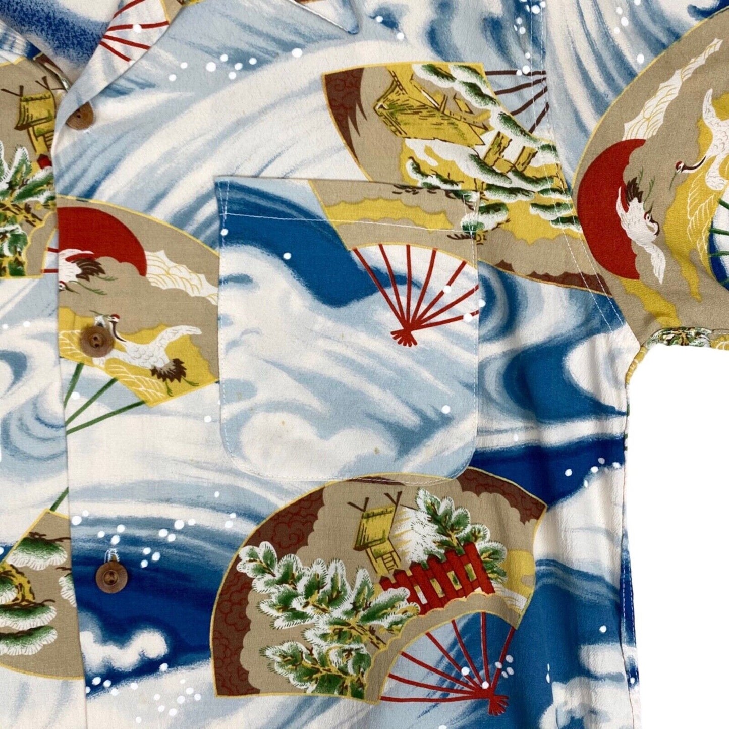 VTG SUN SURF FIRELAND 40s 50s STYLE HAWAIIAN ALOHA SHIRT RAYON ROCKABILLY 38”
