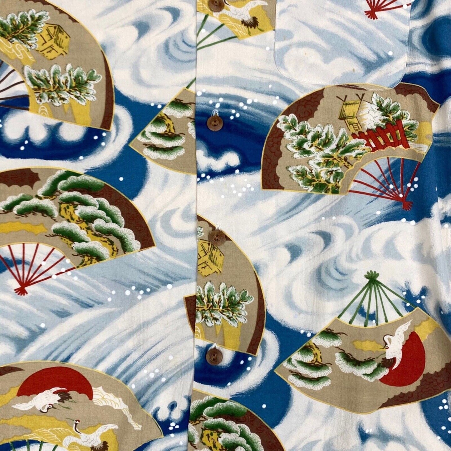 VTG SUN SURF FIRELAND 40s 50s STYLE HAWAIIAN ALOHA SHIRT RAYON ROCKABILLY 38”