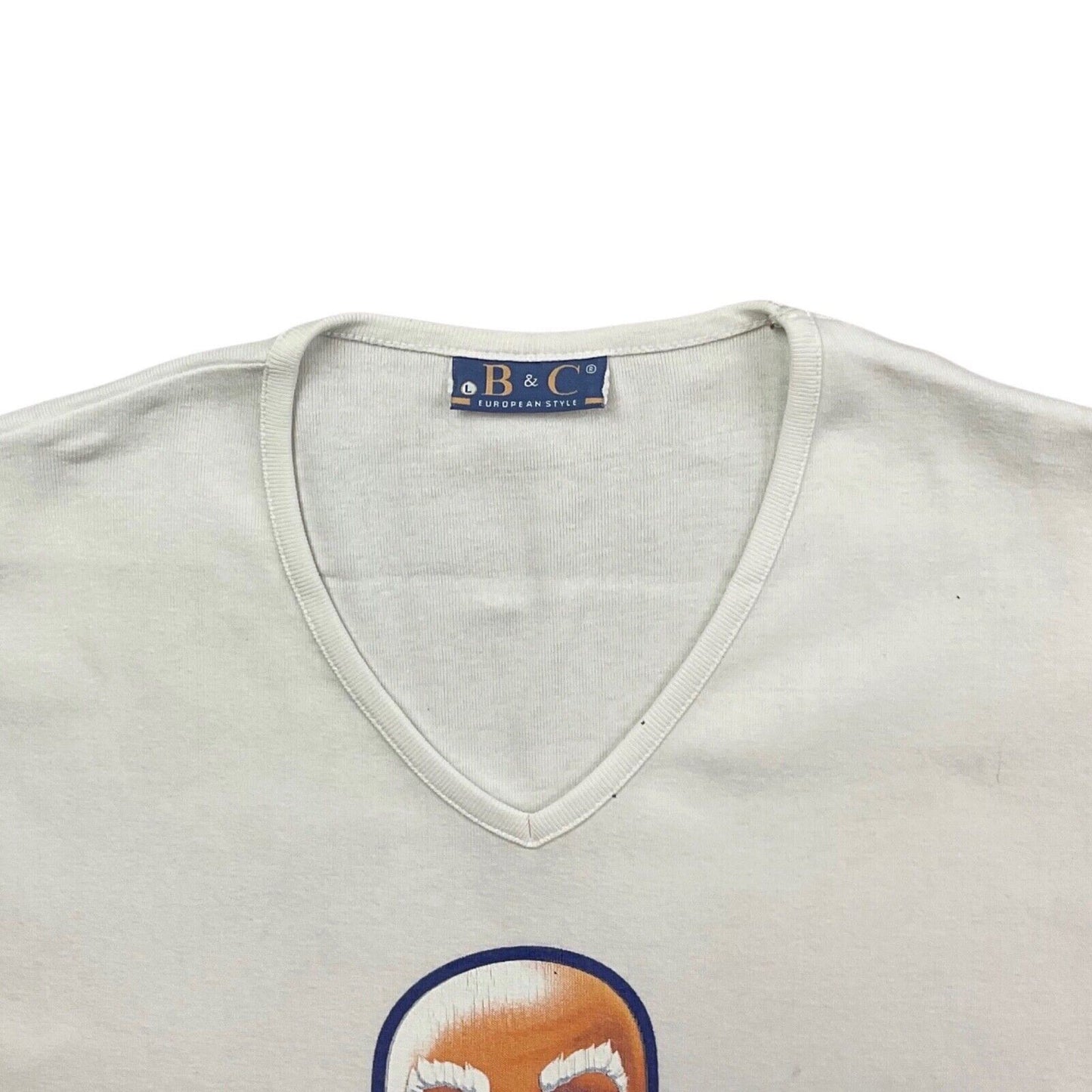 Vintage 90s 00s White Mr Clean Graphic Baby Tee V Neck T-Shirt M 12 14