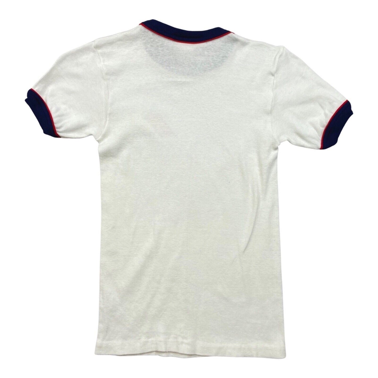 Vintage 90s 00s Y2K White Blue Yamaha Ribbed Fitted Baby Tee XS 6