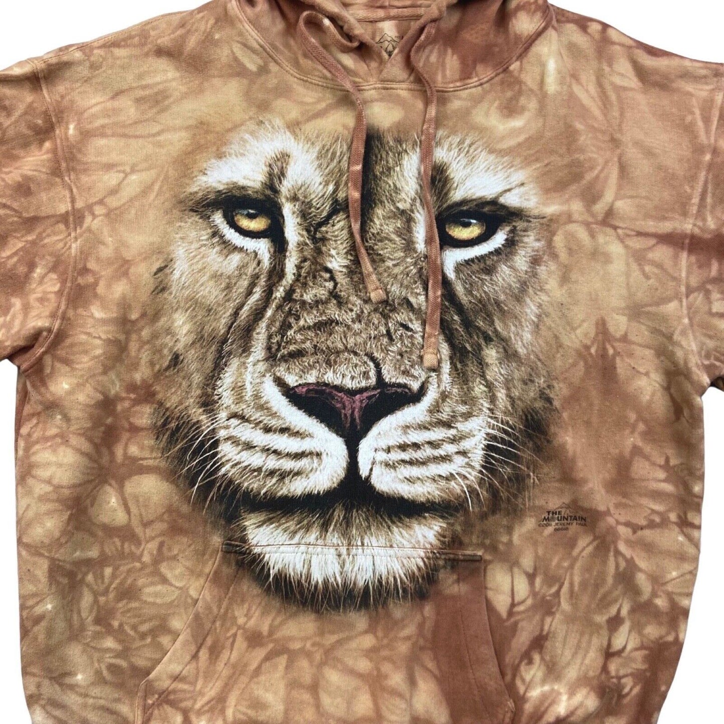 Vintage 00s Y2K Beige Brown Novelty Graphic Lion Hoodie XXL