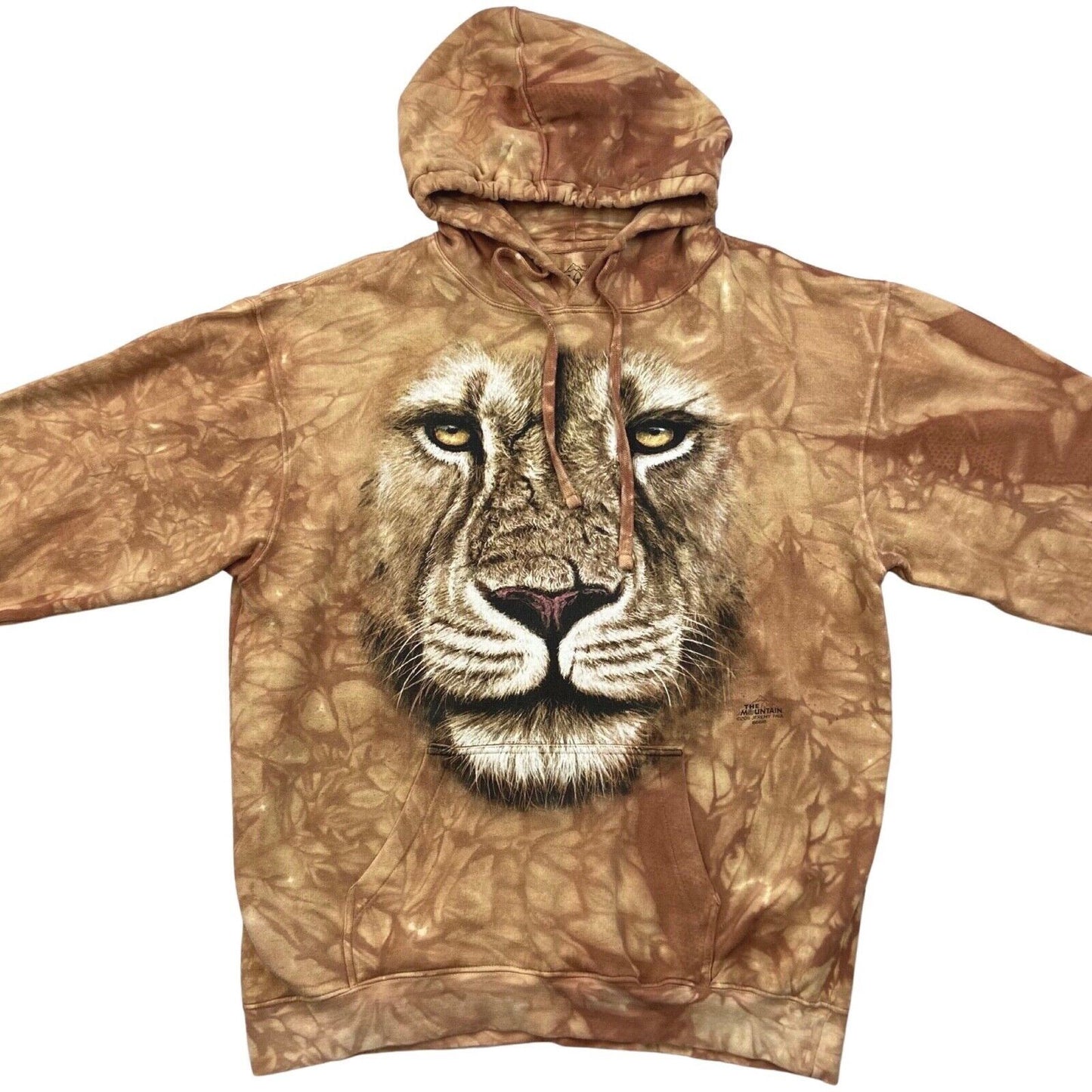 Vintage 00s Y2K Beige Brown Novelty Graphic Lion Hoodie XXL