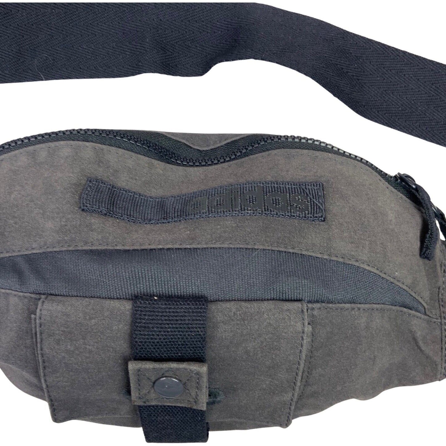 Vintage 2005 Charcoal Grey Adidas Cross Body Bum Bag Cotton Blend