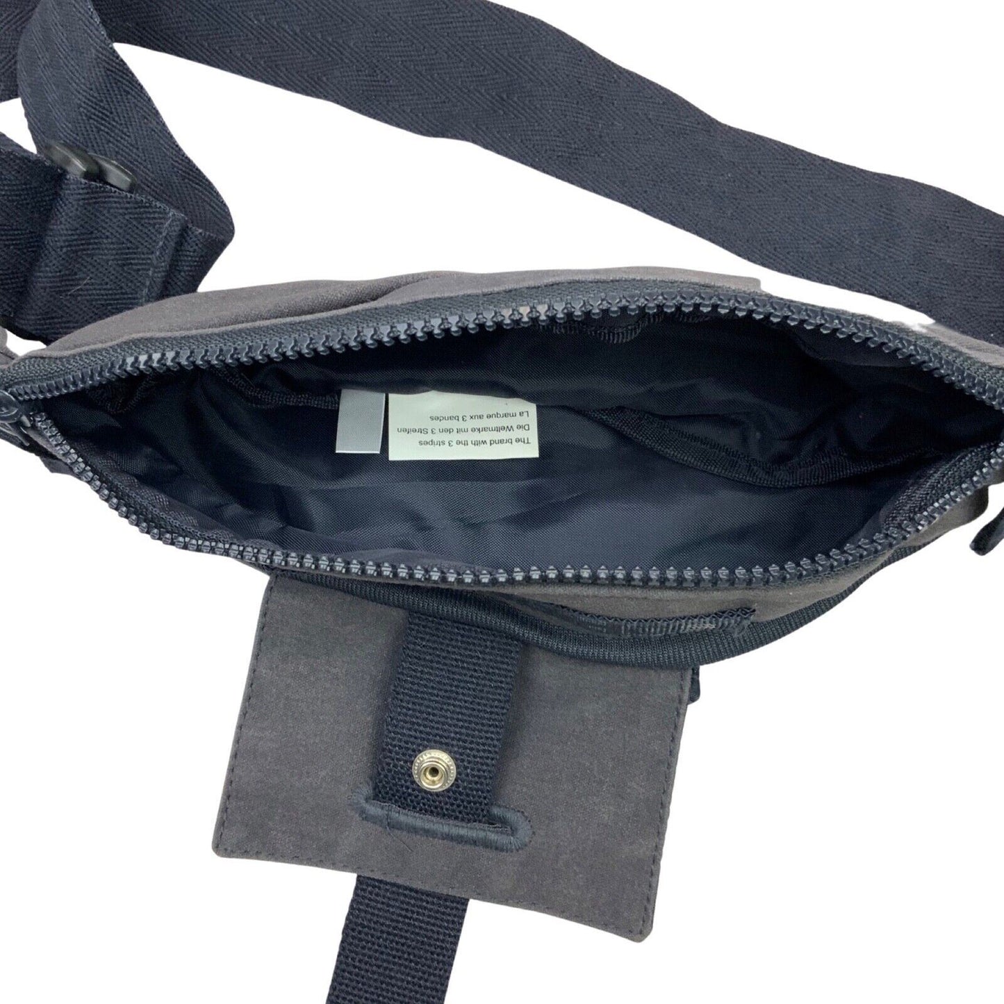 Vintage 2005 Charcoal Grey Adidas Cross Body Bum Bag Cotton Blend