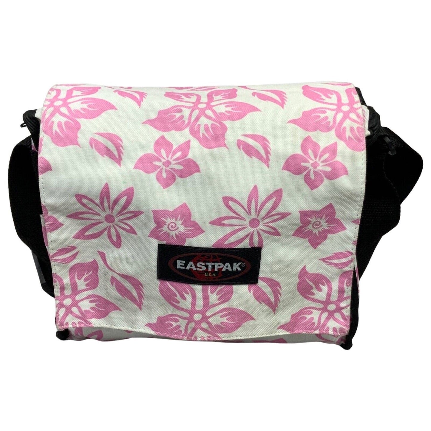 Vintage 90s 00s Y2K White Pink Mini Vinyl Carrier Eastpak Floral Patterned Bag