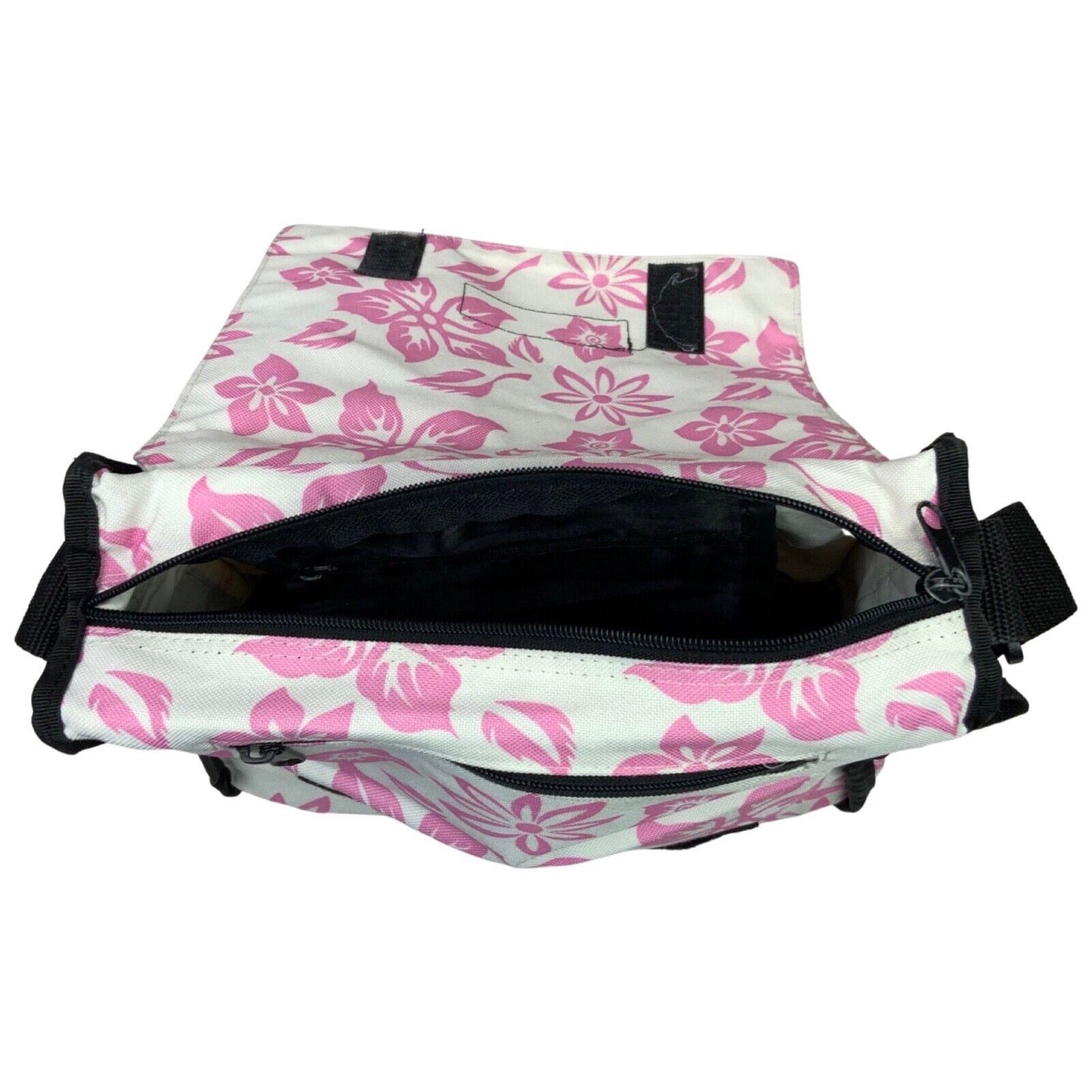 Vintage 90s 00s Y2K White Pink Mini Vinyl Carrier Eastpak Floral Patterned Bag