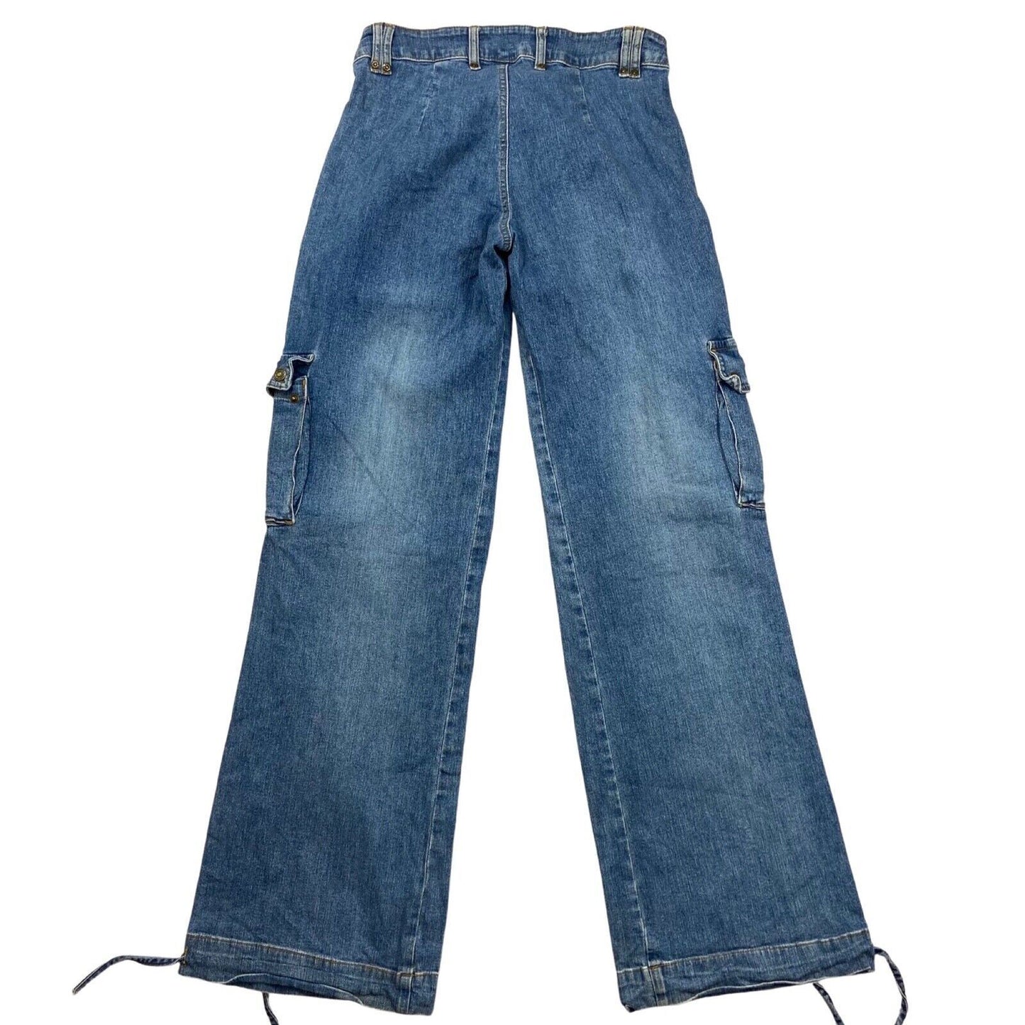 Vintage Y2K Blue Cargo Wide Leg Baggy Denim Jeans 8 10 S