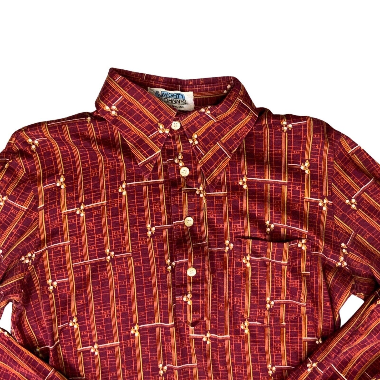 VTG 70S MIZUNO BIG COLLAR MENS POLY SMOCK GOLF SHIRT PSYCHEDELIC PRINT 38” (36)