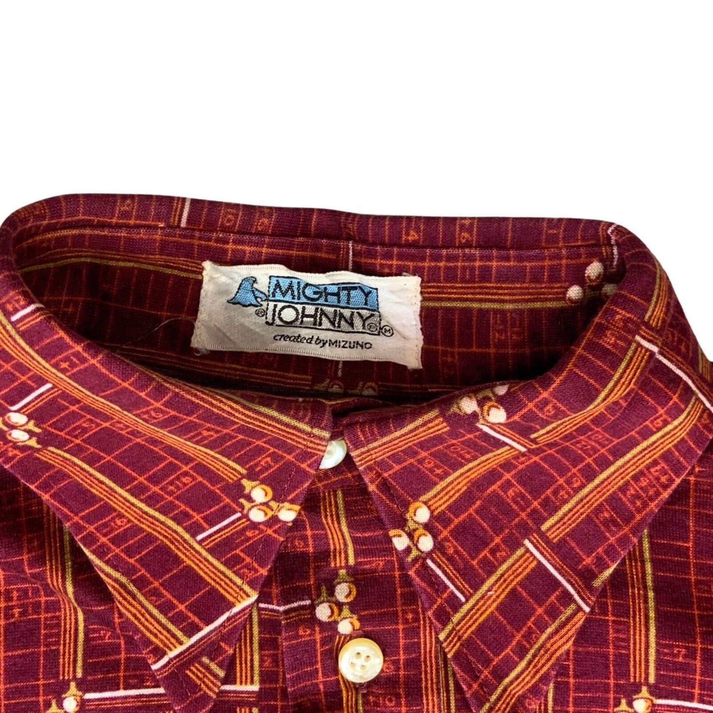 VTG 70S MIZUNO BIG COLLAR MENS POLY SMOCK GOLF SHIRT PSYCHEDELIC PRINT 38” (36)