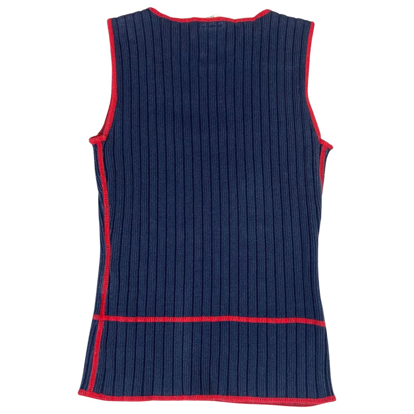 Vintage 90s 00s Navy Blue Tommy Hilfiger Knitted Contrast Stitch Tank Top 8 10 S