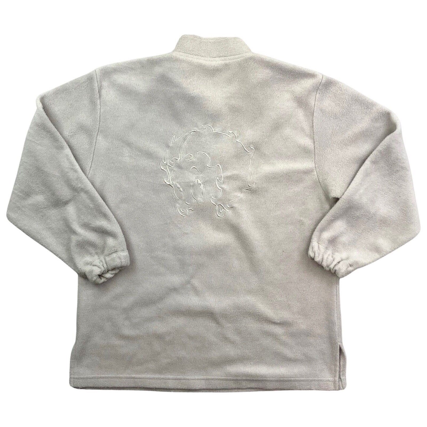 Vintage 2000 Grey Red Embroidered Betty Boop Fleece Zip-Up Pullover Jumper S M