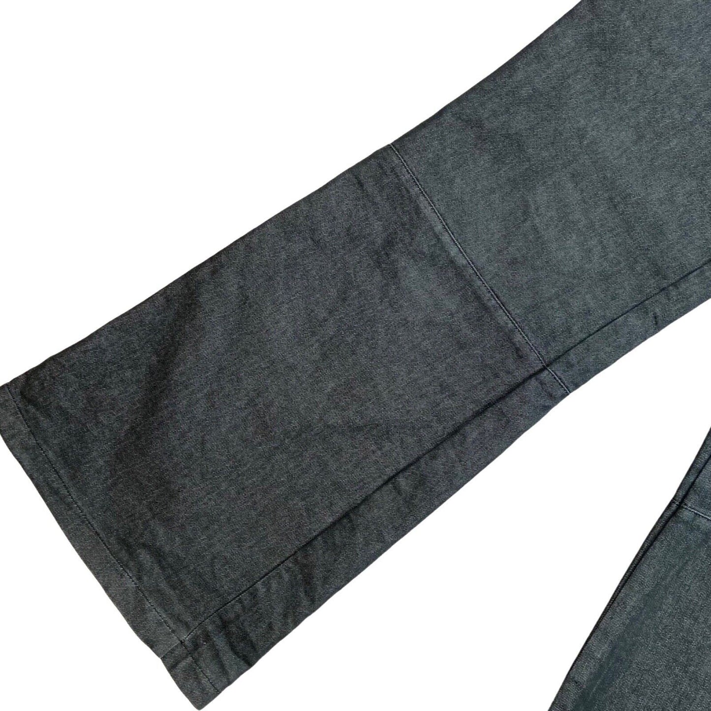 Vintage 00s Y2K Black Twill Weave Wide Leg Fishbone Denim Jeans 32" 12