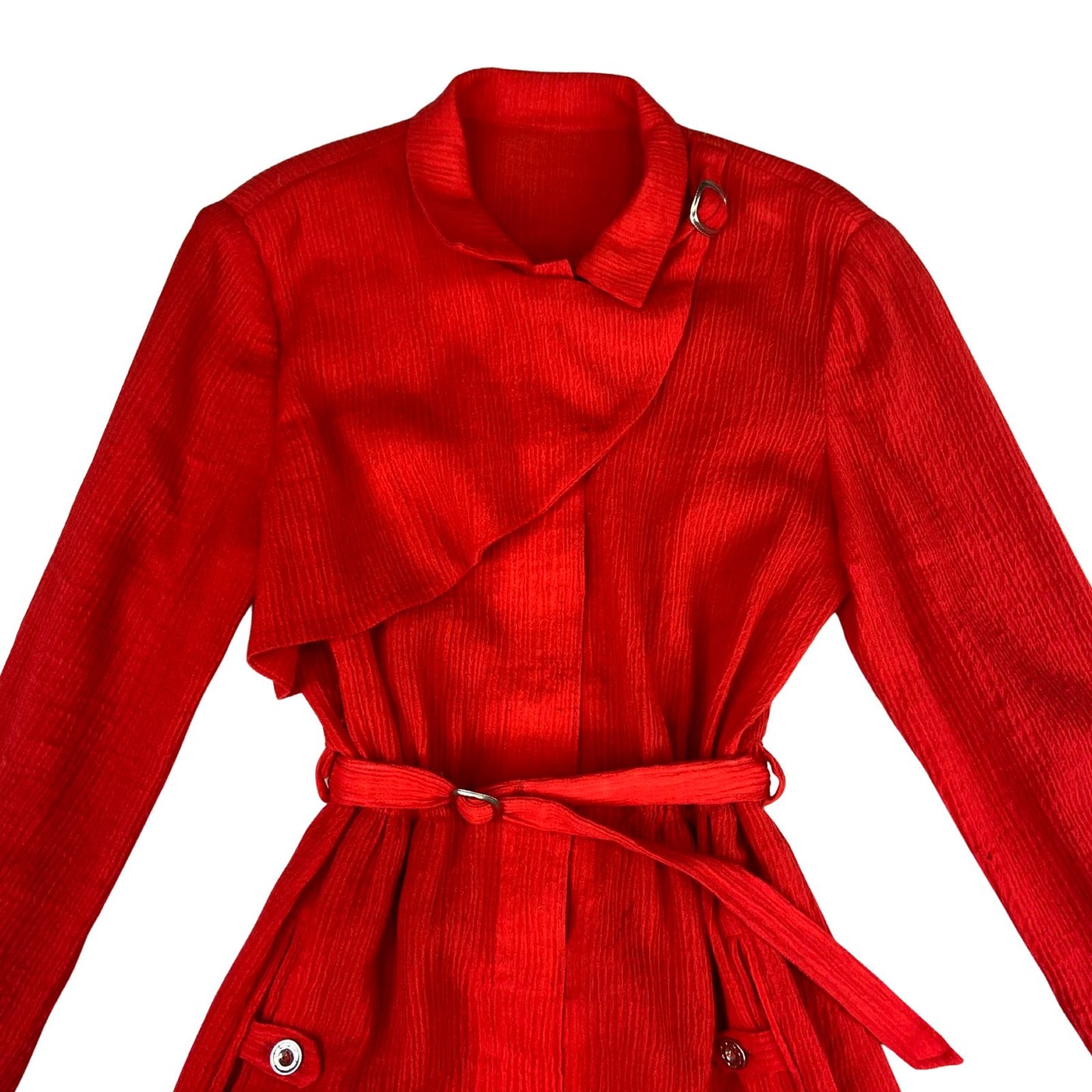 Vintage 80s Red Long Sleeve Midi Dress