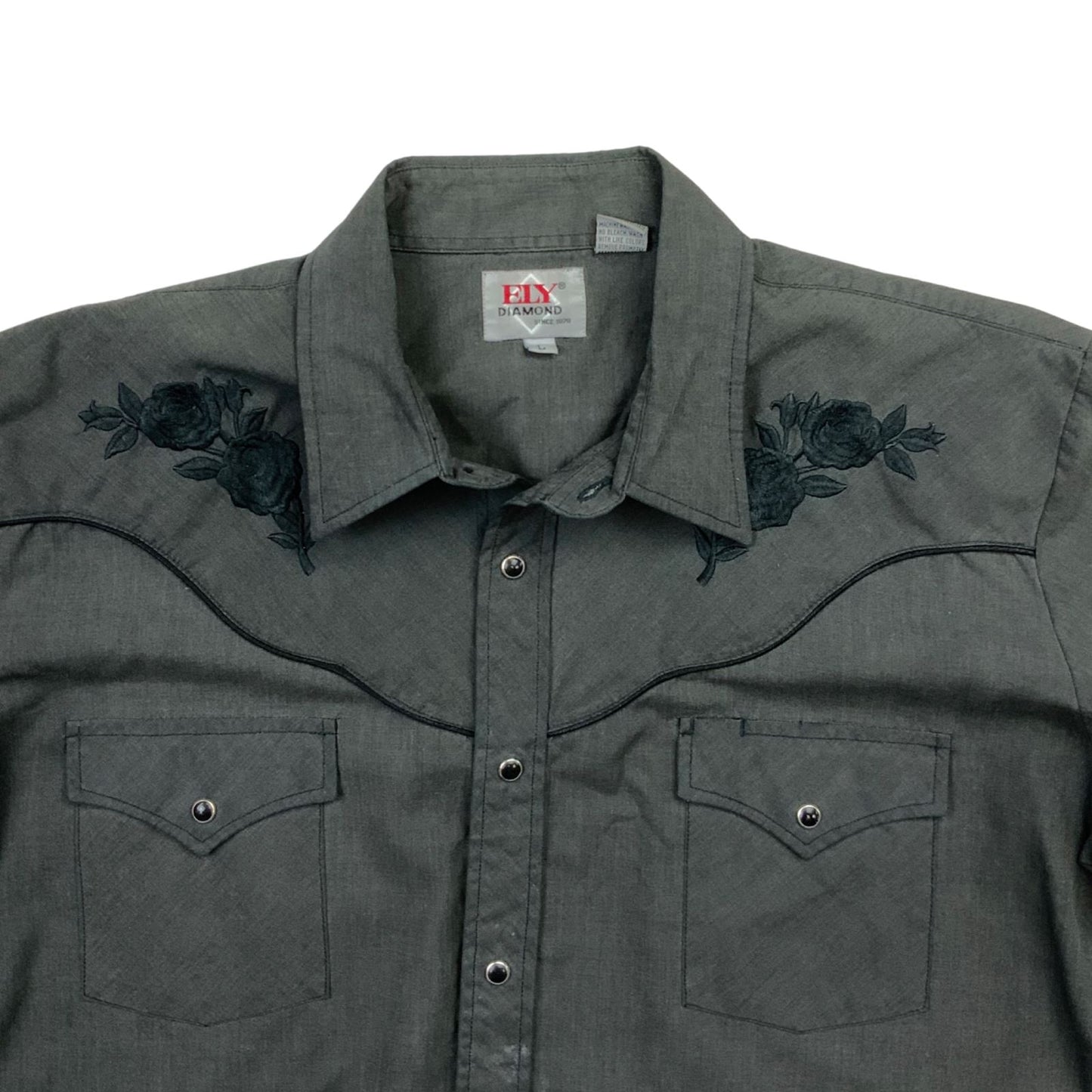 VTG USA ELY FLORAL WESTERN SHIRT POLY COTTON ROCKABILLY COUNTRY RODEO 46” (42)