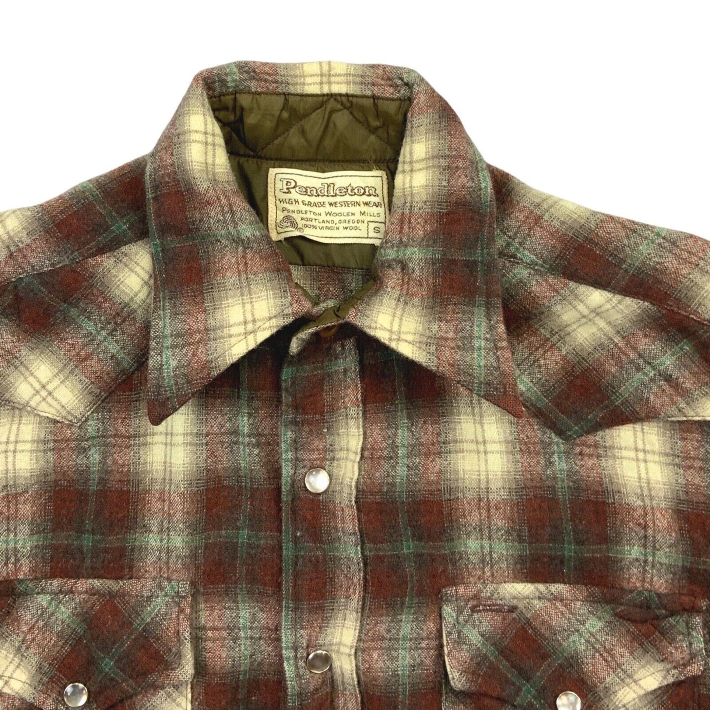 VTG USA PENDLETON HIGH GRADE WESTERN WEAR CANYON SHIRT WOOL ROCKABILLY 34”(38)XS