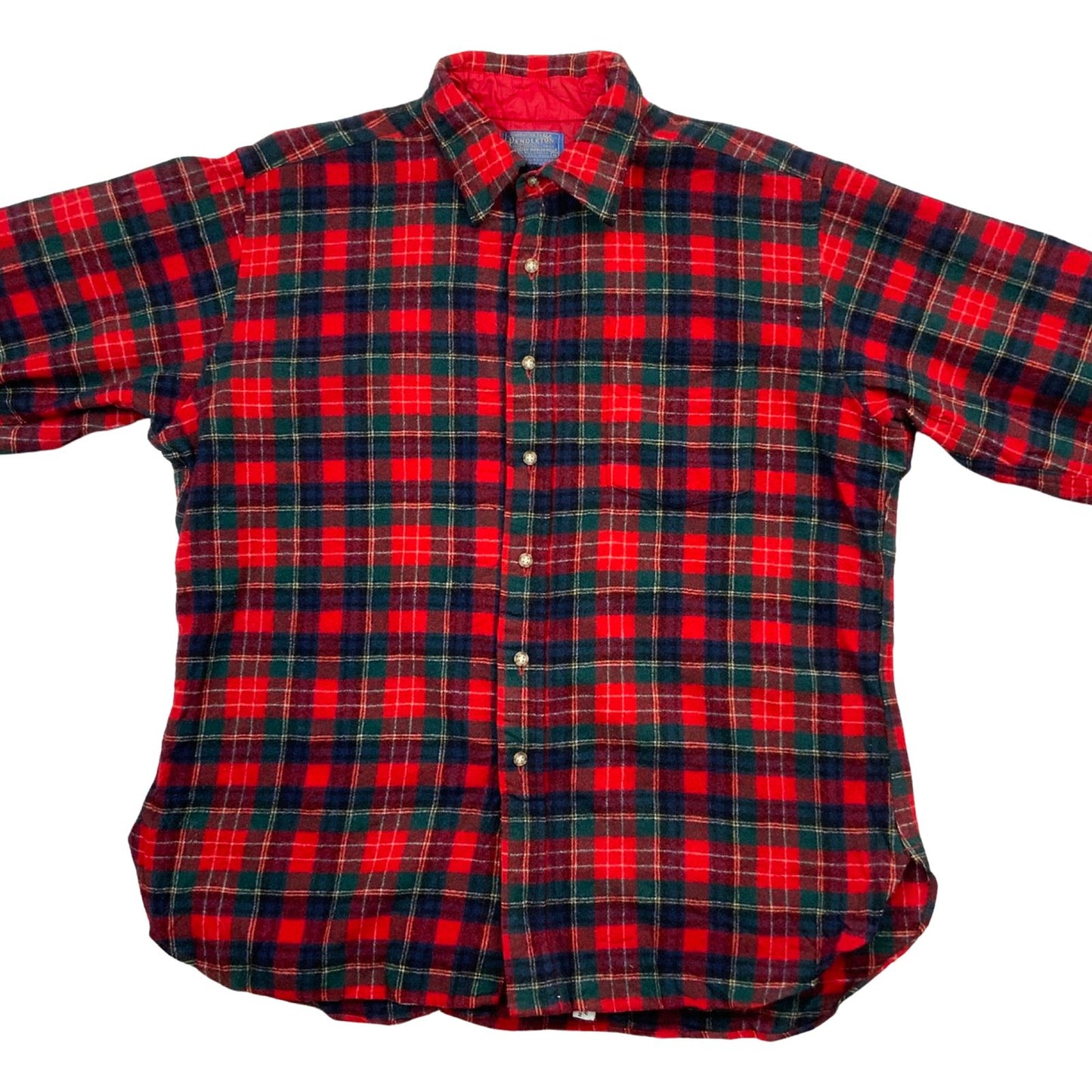 VTG USA PENDLETON WOOL SHIRT CHECK PLAID ROCKABILLY HOT ROD L 48” (44)