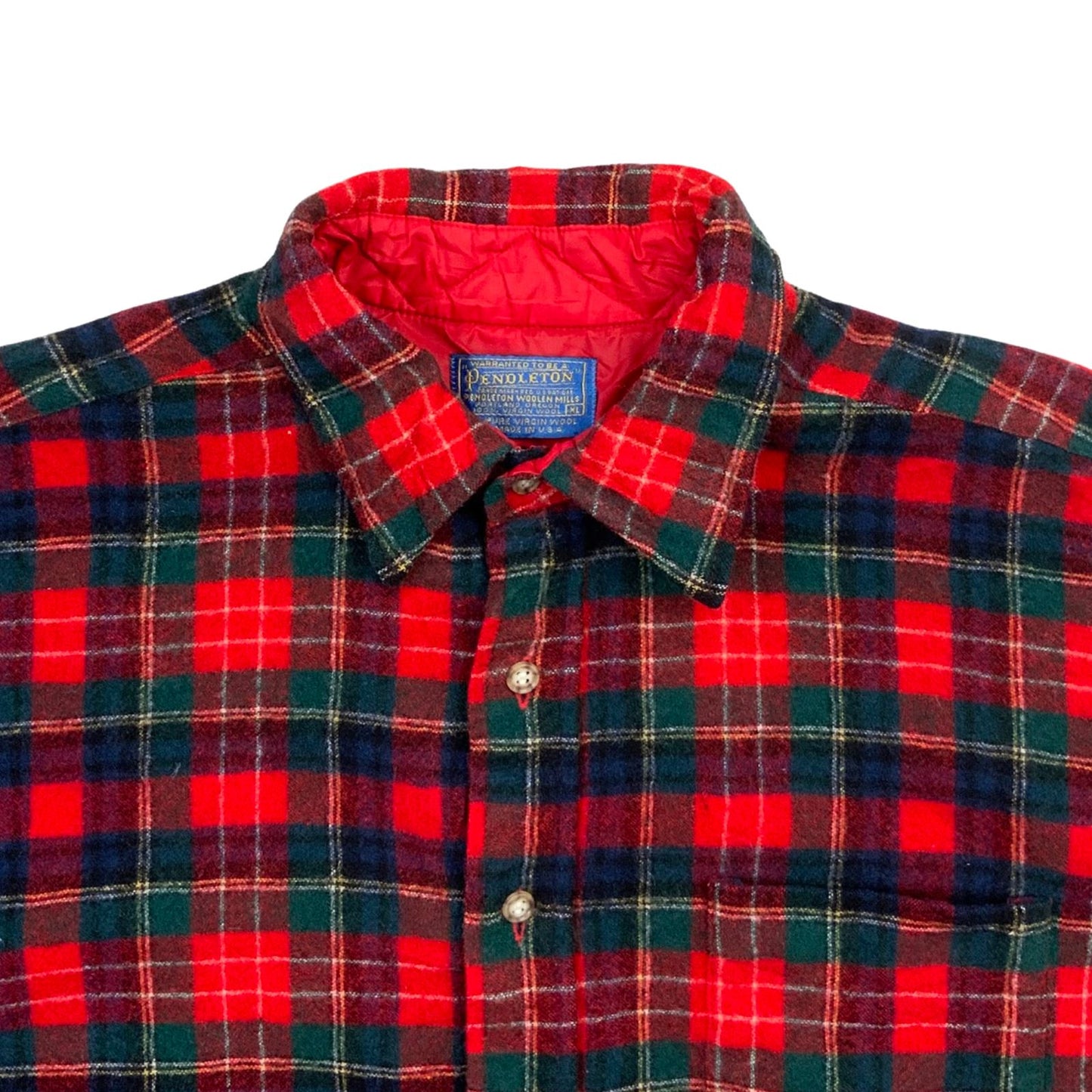 VTG USA PENDLETON WOOL SHIRT CHECK PLAID ROCKABILLY HOT ROD L 48” (44)