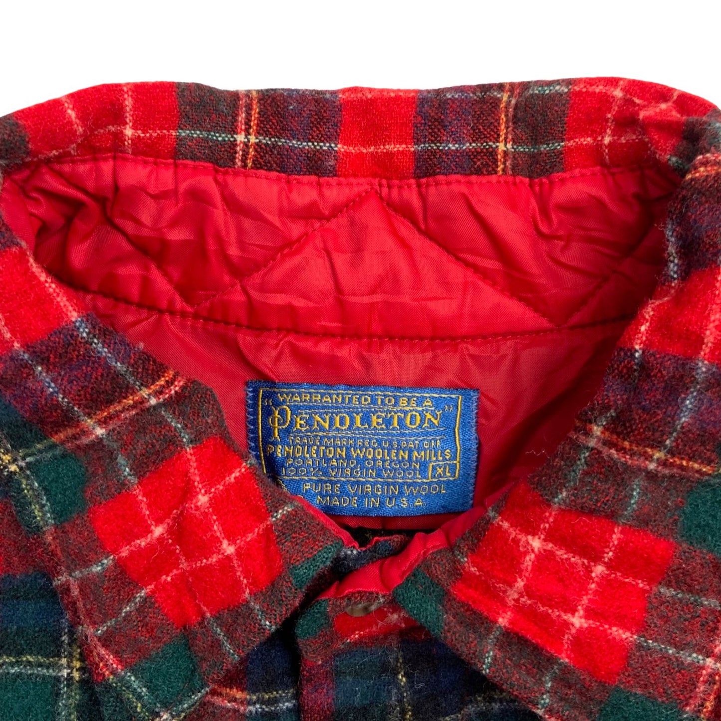 VTG USA PENDLETON WOOL SHIRT CHECK PLAID ROCKABILLY HOT ROD L 48” (44)