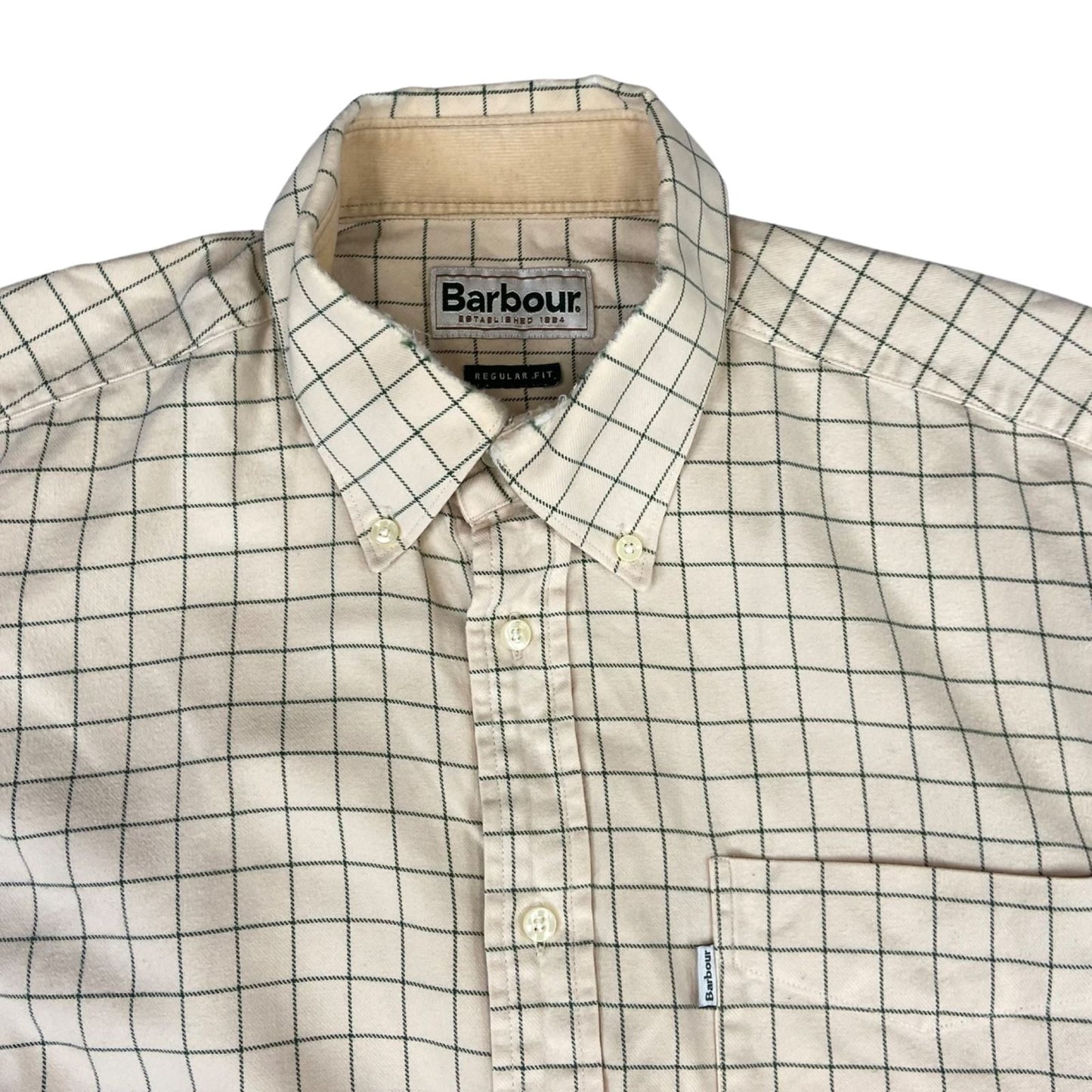 Vintage 90s 00s Barbour Beige Checked Button Down Long Sleeve Shirt L