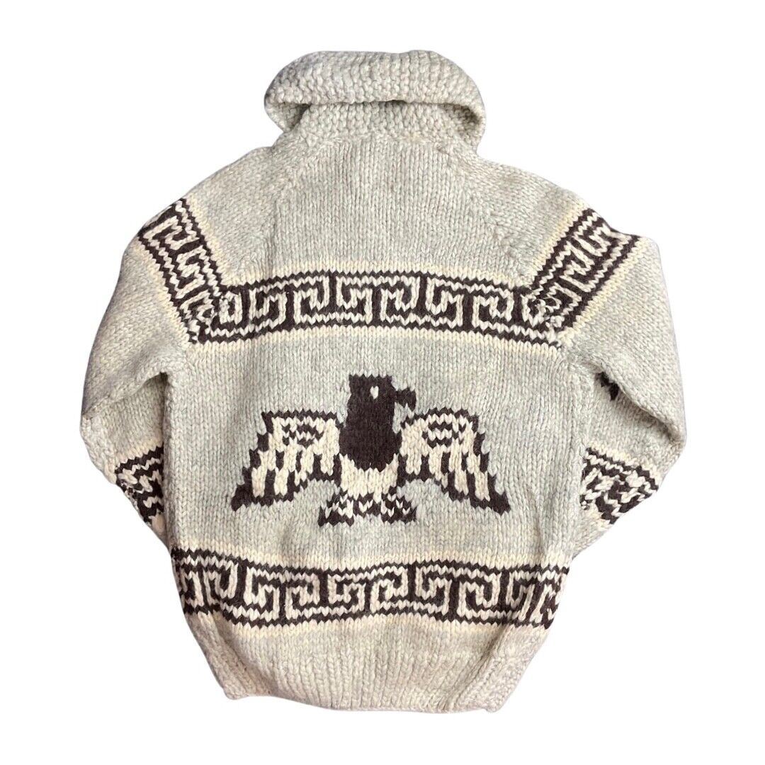 VTG DEADSTOCK WOOL COWICHAN CARDIGAN NATIVE CANADIAN KNIT ROCKABILLY 42” (38) S