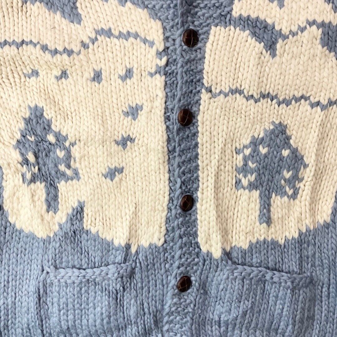 VTG 70s WOOL COWICHAN CARDIGAN NATIVE AMERICAN CANADIAN KNIT ROCKABILLY 50” (46)