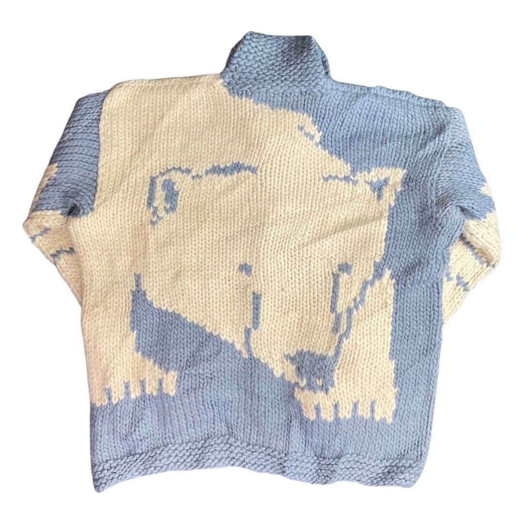 VTG 70s WOOL COWICHAN CARDIGAN NATIVE AMERICAN CANADIAN KNIT ROCKABILLY 50” (46)