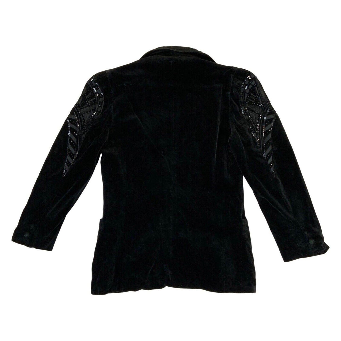 Vintage 90s Black Sequin Beaded Velvet Escada Dinner Jacket Blazer 8 10 S