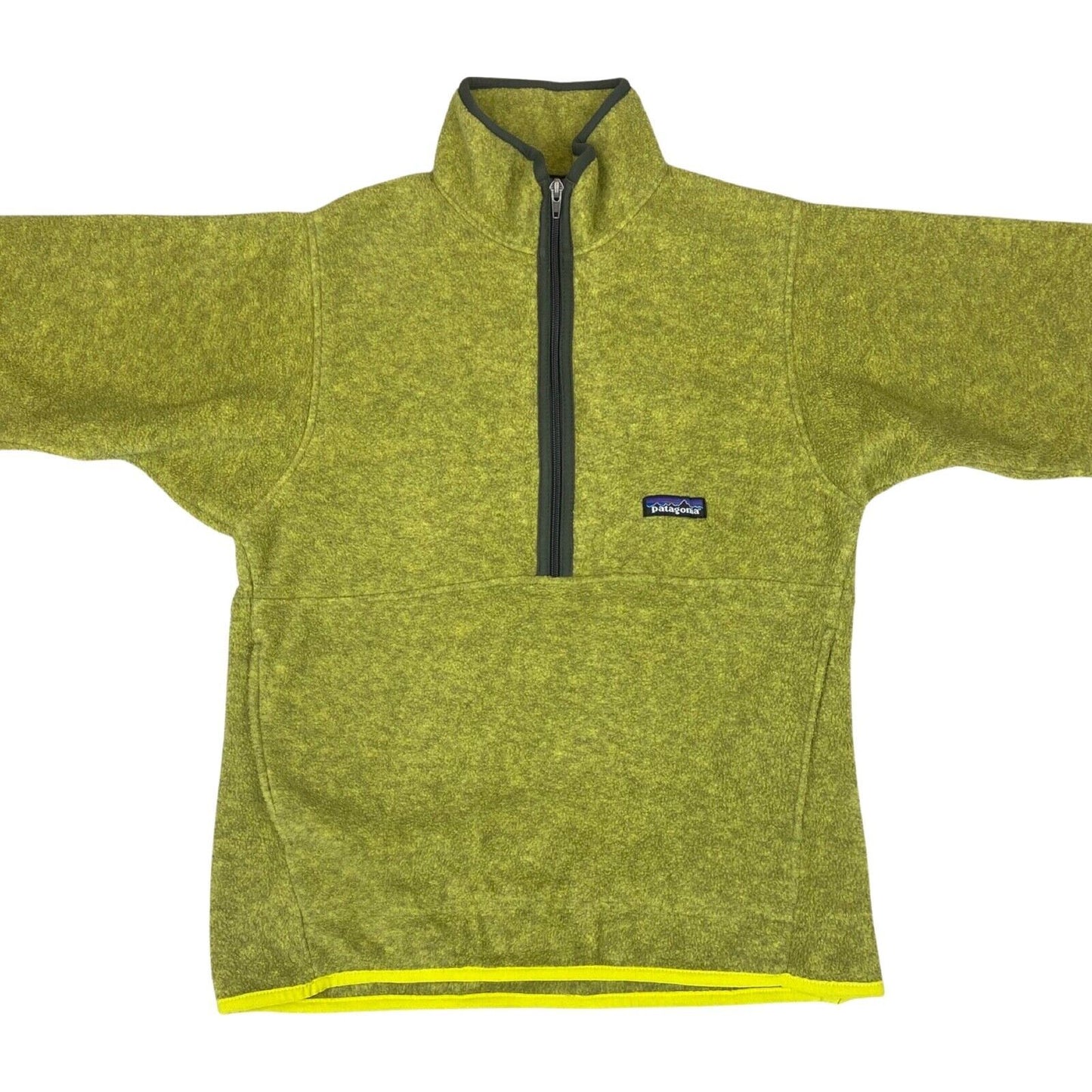 Vintage 00s Green Patagonia Logo 1/4 Zip High Neck Fleece 12 14 M