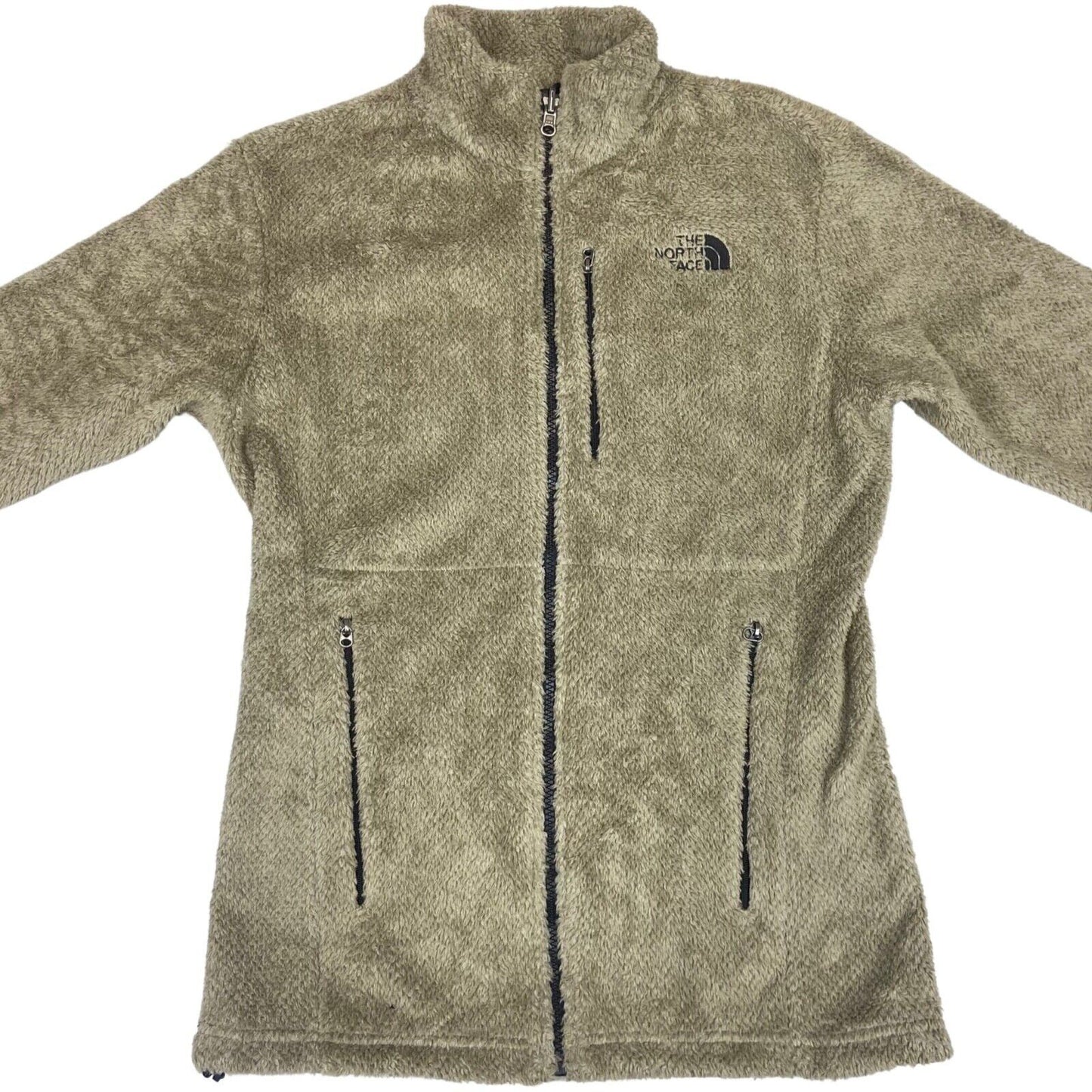 Vintage 00s Brown Beige The North Face Zip Up Embroidered Fleece M
