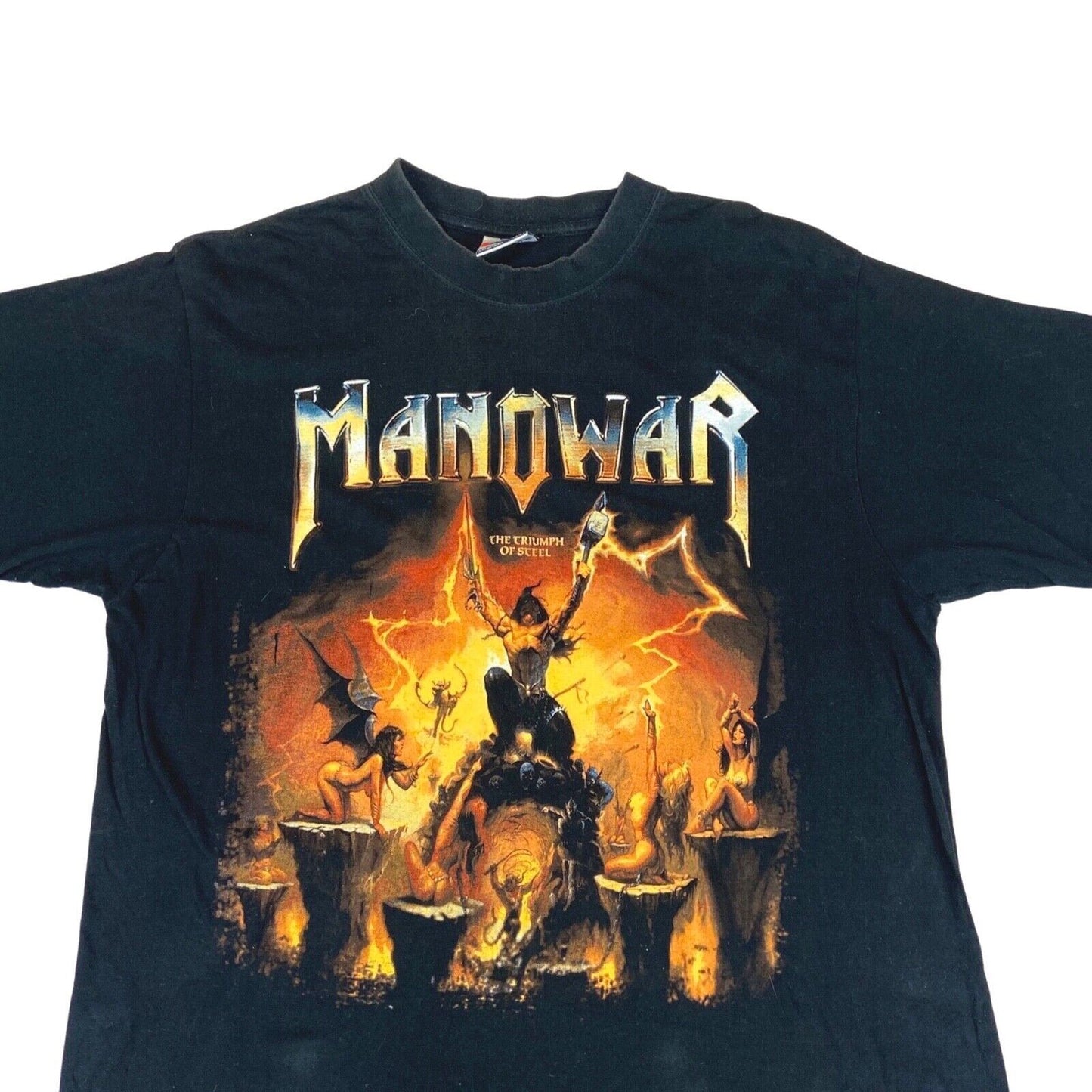Vintage 1990s Manowar 'The Triumph Of Steel' Graphic T-Shirt Large