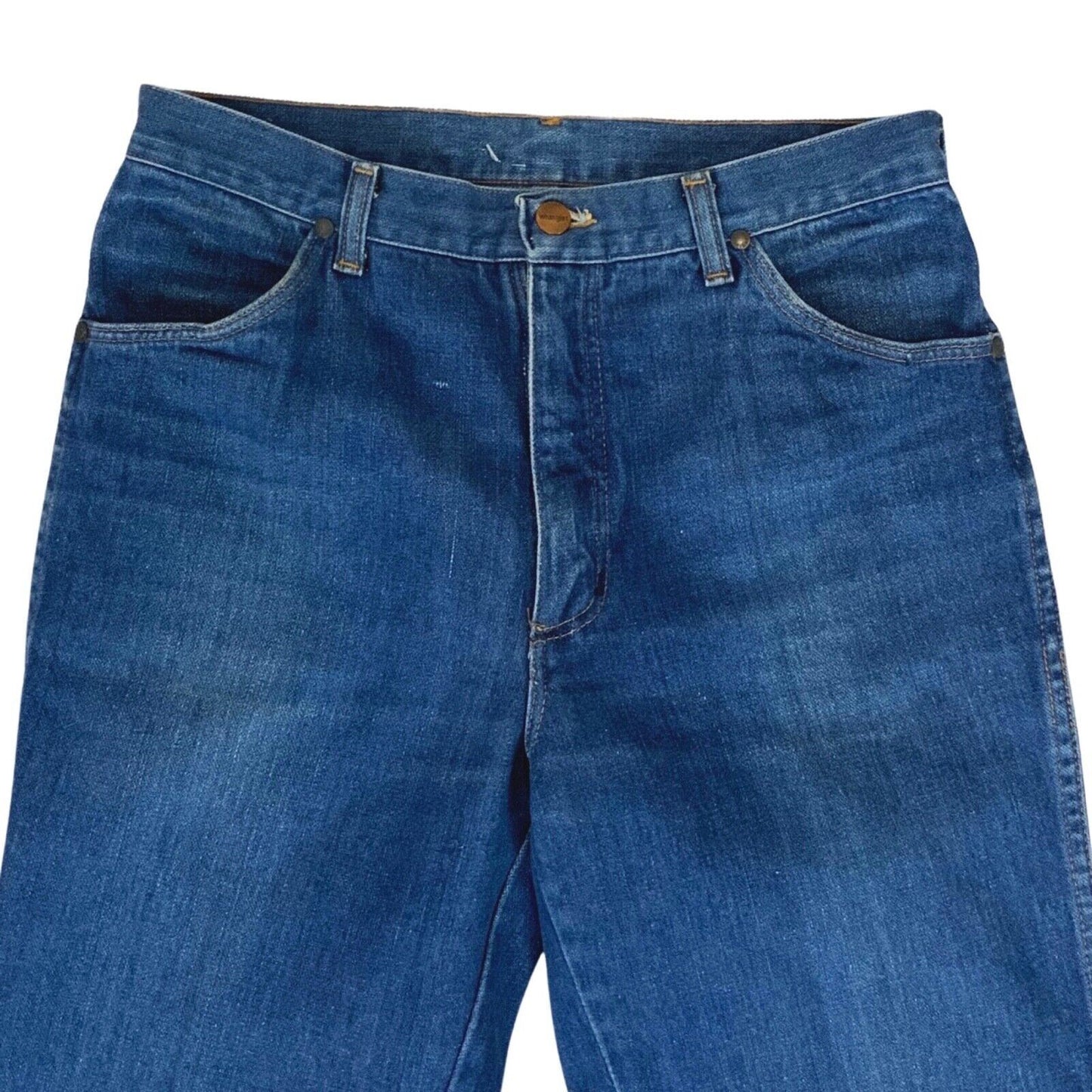 VTG 70s WRANGLER BLUEBELL DENIM JEANS WESTERN SUEDEHEAD MOD SKINS 30L 33L