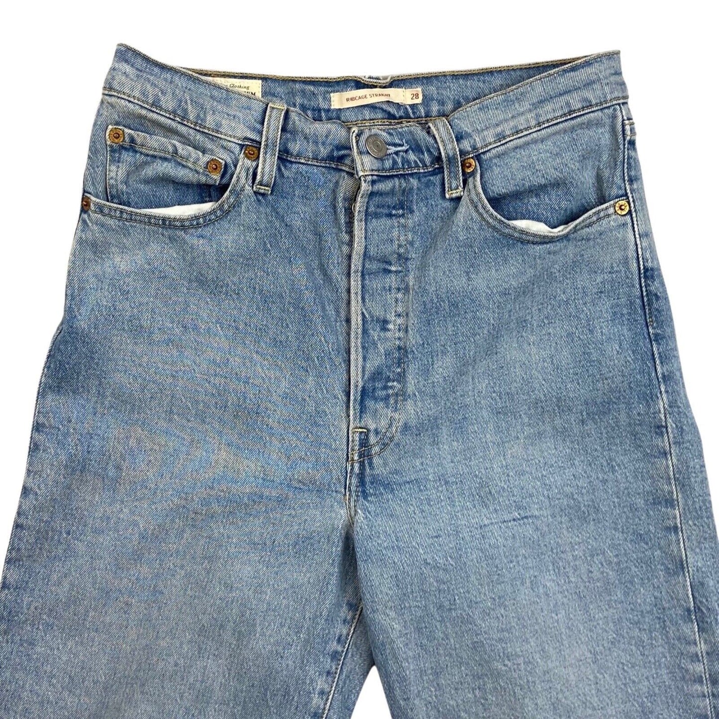 LEVIS PREMIUM RIBCAGE STRAIGHT BIG E RED TAB PREMIUM DENIM JEANS 28L 28L