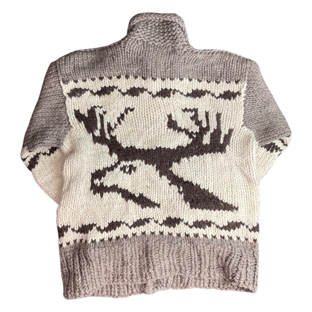 VTG WOOL COWICHAN CARDIGAN NATIVE AMERICAN CANADIAN KNIT ROCKABILLY 42” (40)