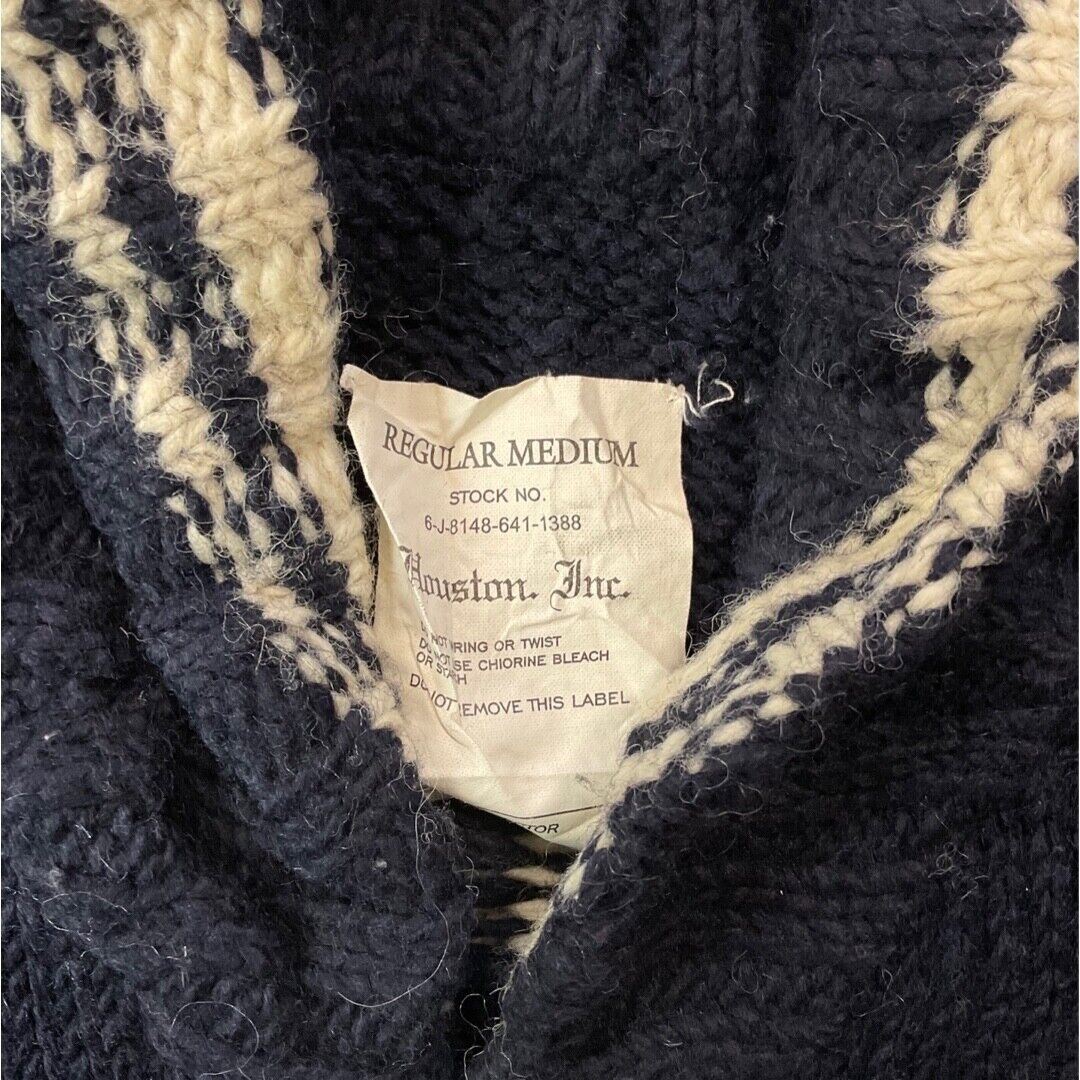 VTG MENS US NAVY WOOL COWICHAN CARDIGAN NATIVE AMERICAN KNIT ROCKABILLY 38” (34)