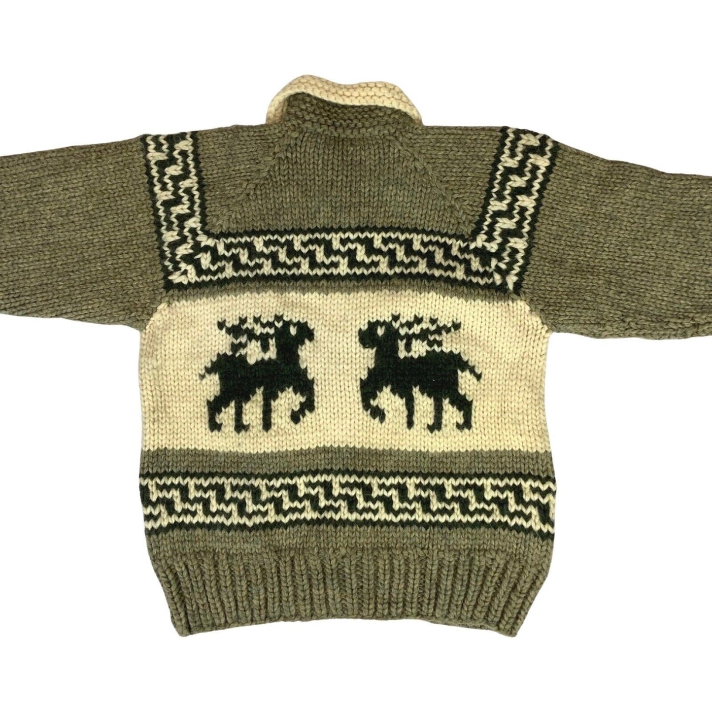 VTG NATIVE CANADIAN COWICHAN INDIAN HAND KNIT CARDIGAN ROCKABILLY 42” (38) S