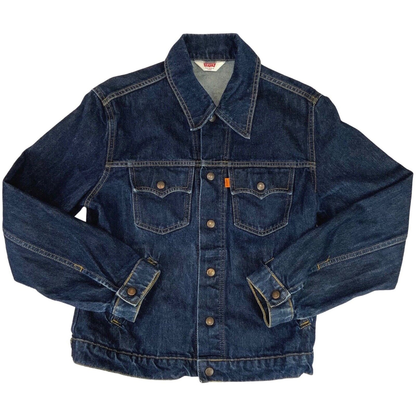 VTG 70s REPLICA LEVIS GIRLS LVC ORANGE TAB DENIM TRUCKER JACKET MOD 40” (36) 10