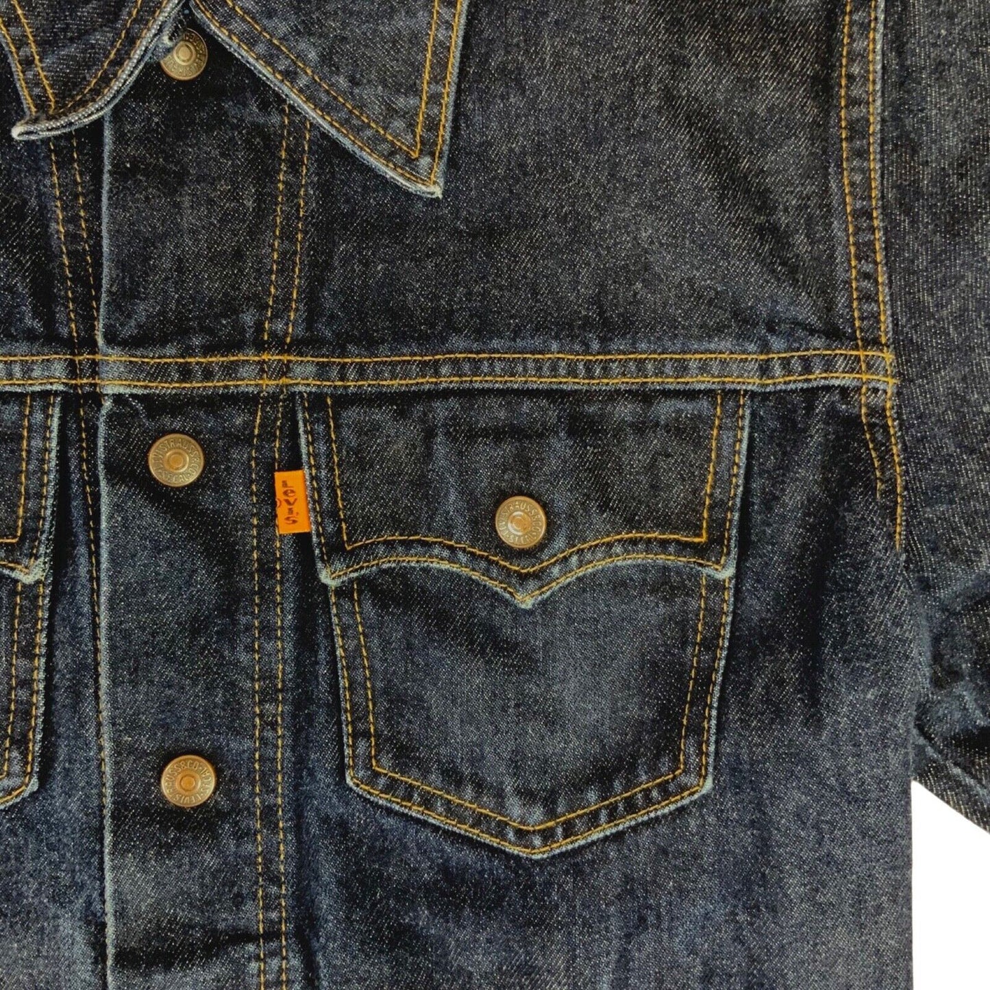 VTG 70s REPLICA LEVIS GIRLS LVC ORANGE TAB DENIM TRUCKER JACKET MOD 40” (36) 10