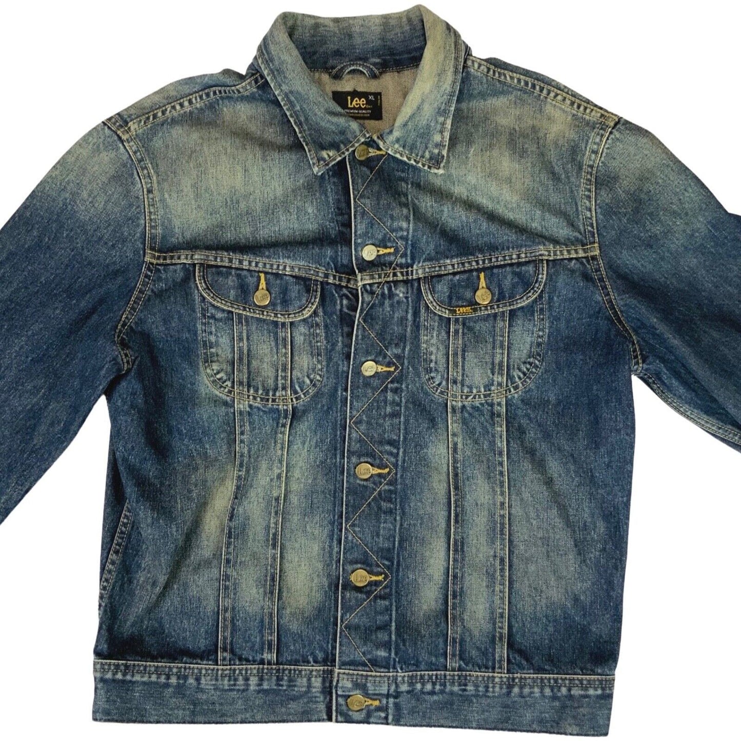 VTG NOUGHTIES Y2K LEE RIDER SLIM DENIM JACKET TRUCKER ROCKABILLY MOD XL 48” (44)